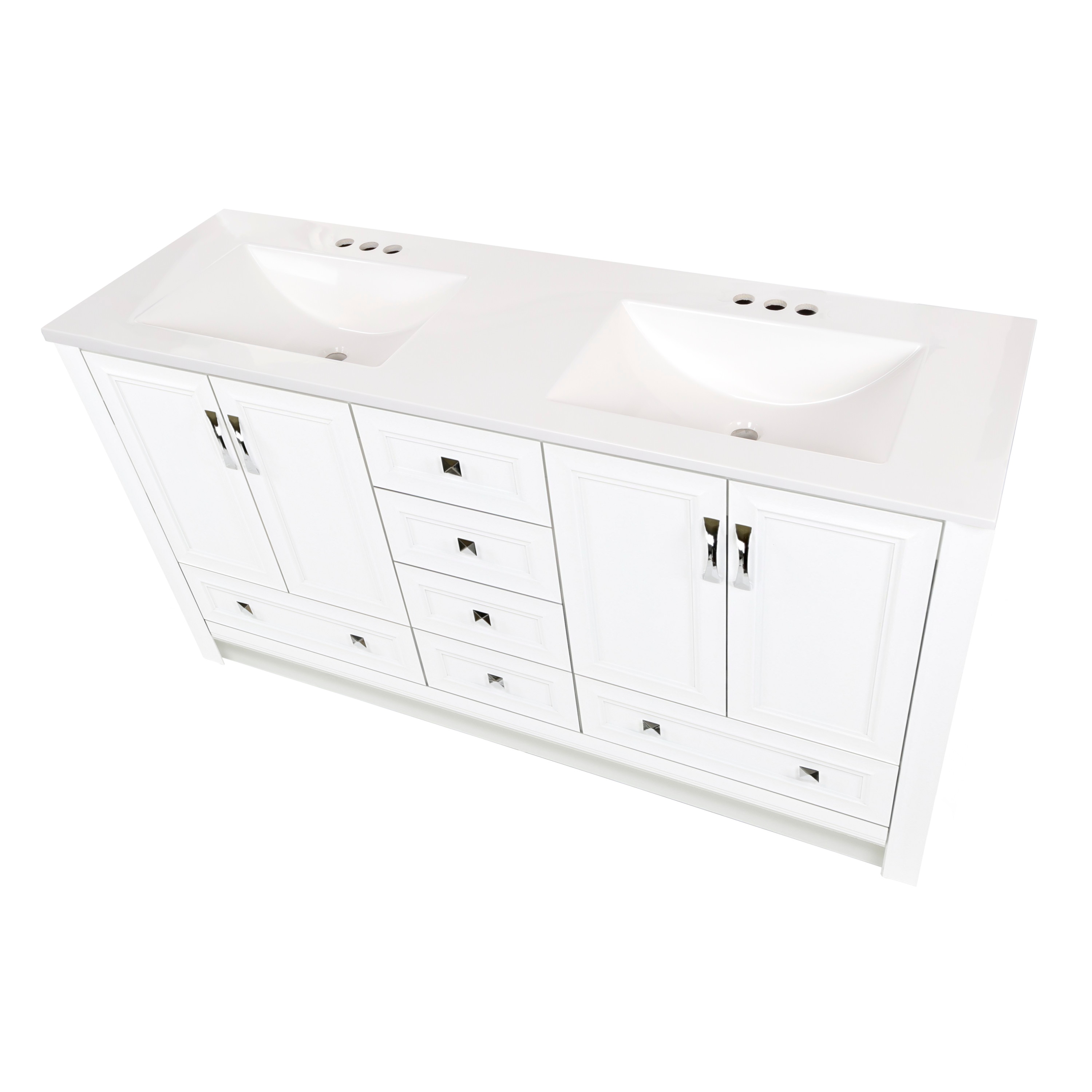Diamond NOW Owen 60-in White Double Sink Bathroom Vanity Diamond NOW Owen 60-in White Double Sink Bathroom Vanity