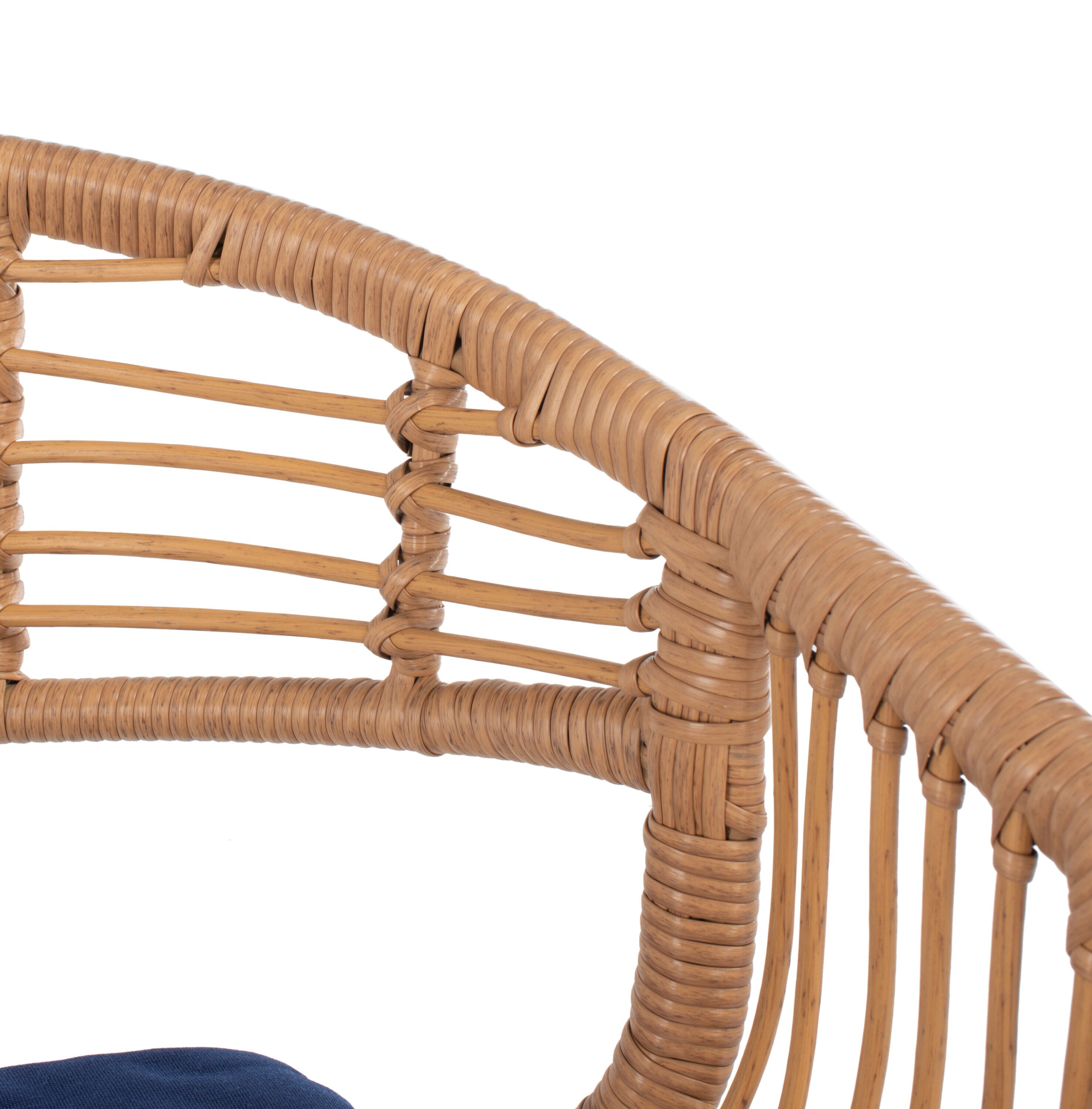 Safavieh PAT9014B Ferla 3 -Piece Wicker Patio Conversation Set with Blue SAFAVIEH Cushions