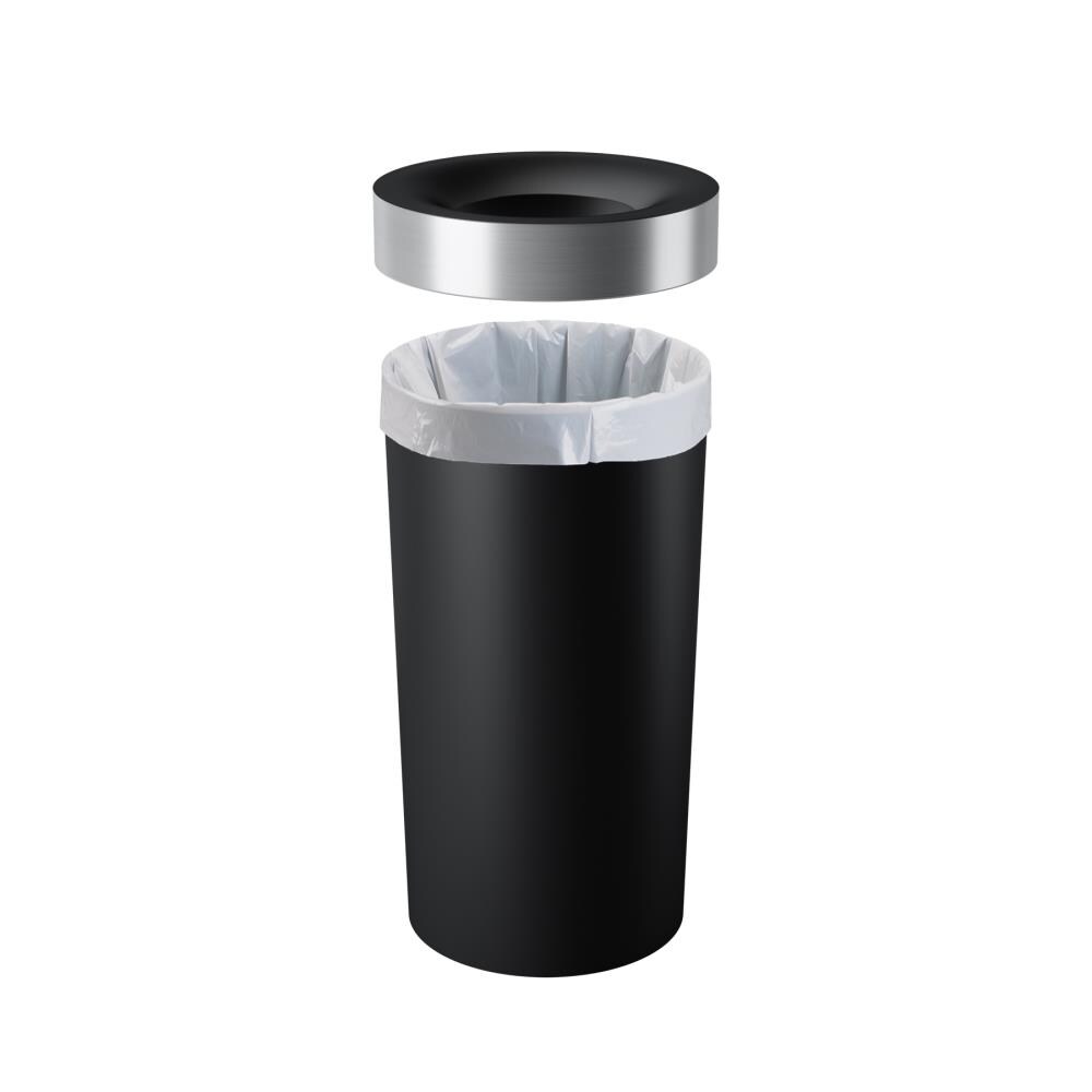 16.5 gal. Open Top Black/Nickel Kitchen Trash Large, Garbage Can for Indoor or Outdoor Use