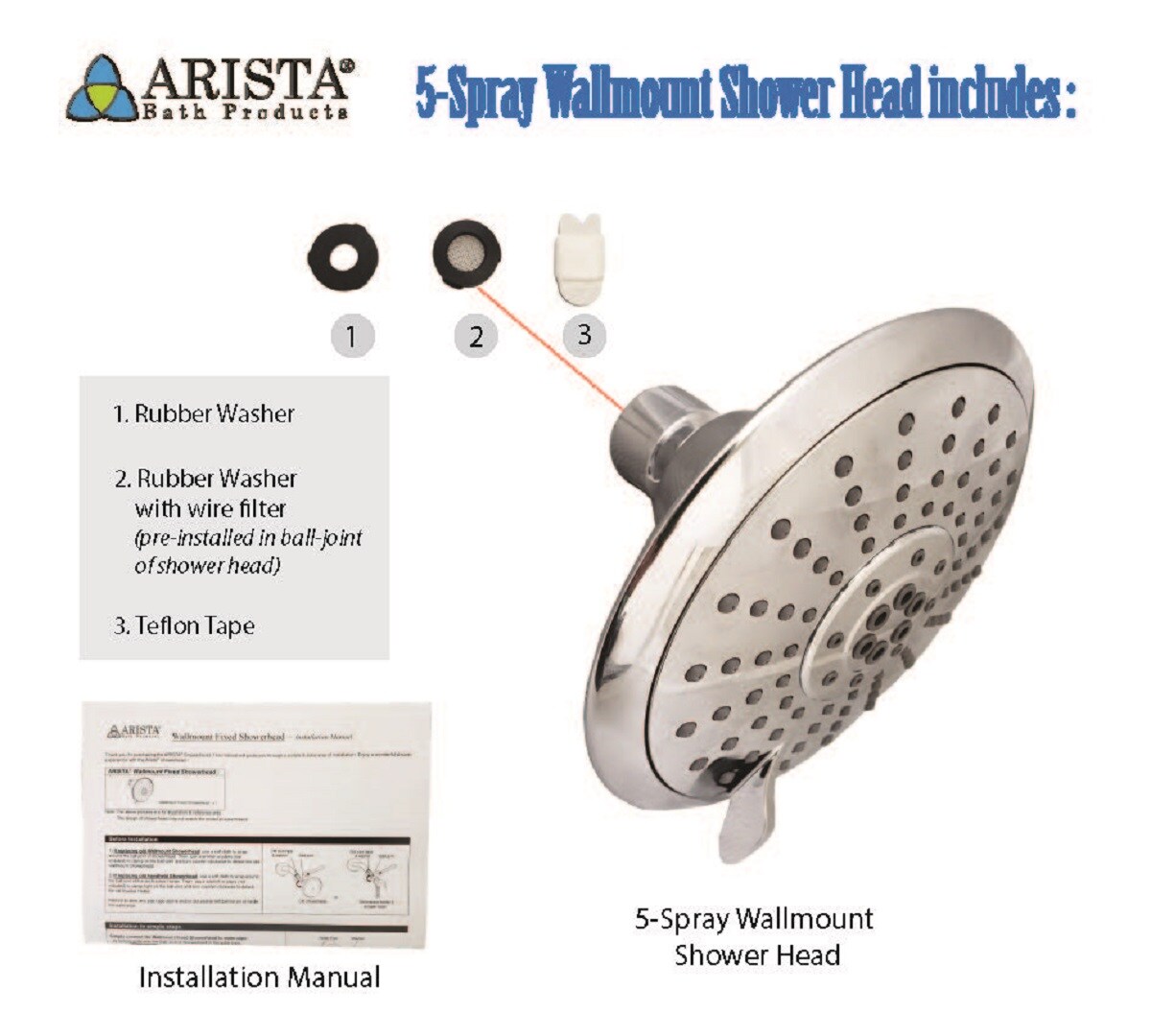 ARISTA SW2552-CH Fixed-Showerhead - View #3