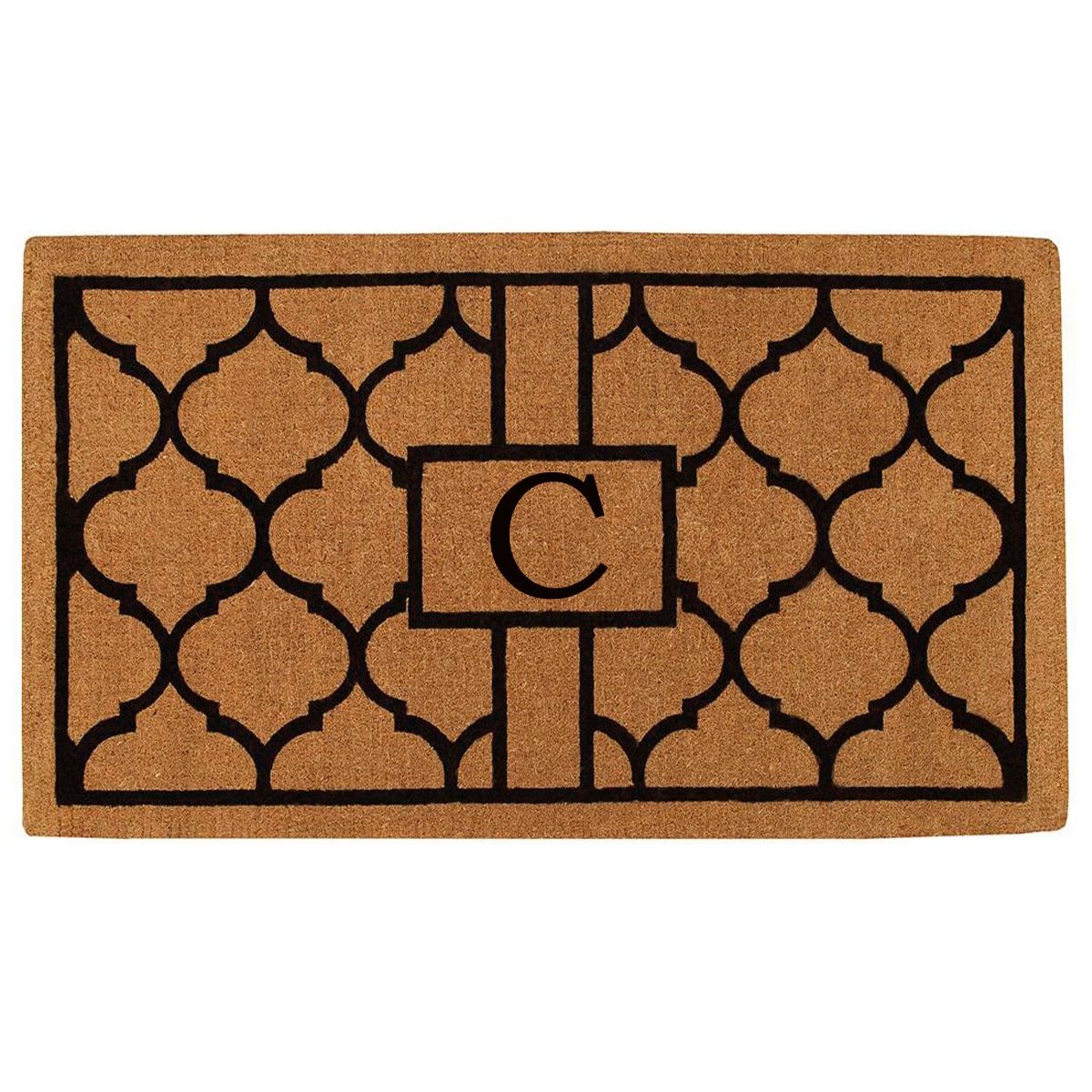 Callowaymills 180081830C 18-in x 30-in Natural/Black Coir Non-Slip Grip Indoor or outdoor Decorative Door Mat