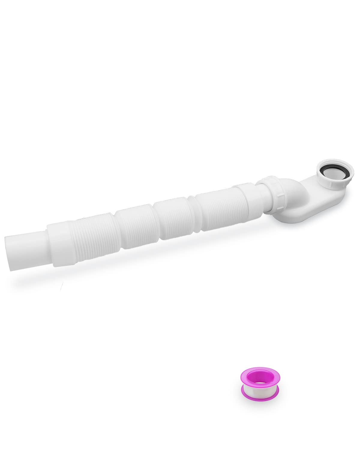 KHKFY  Bathtub Shower Drain Pipe Low Profile Flat One and One Half P Trap Kit Flexible Freestanding Tub Drain White durable