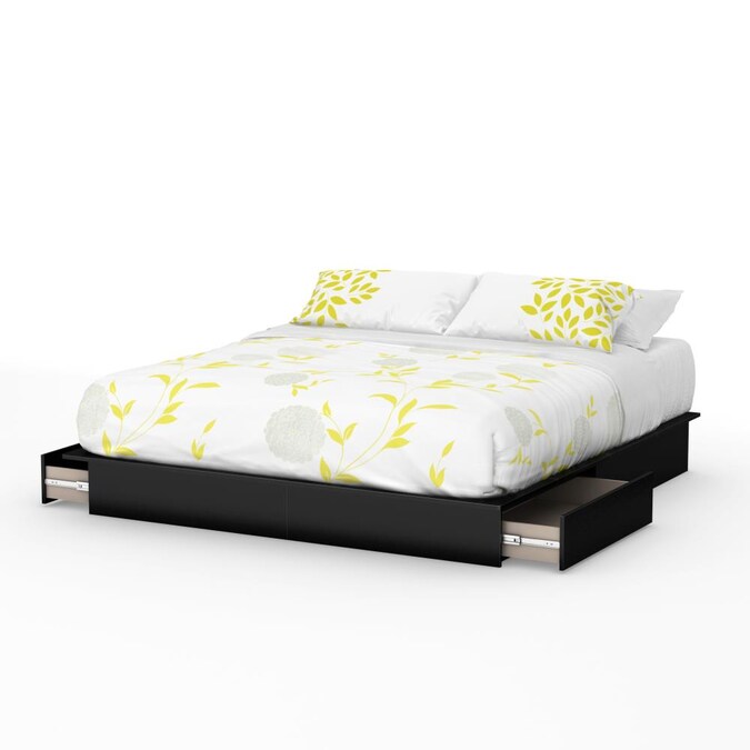 South S Furniture Step One Pure, Black King Size Bed Frame With Drawers