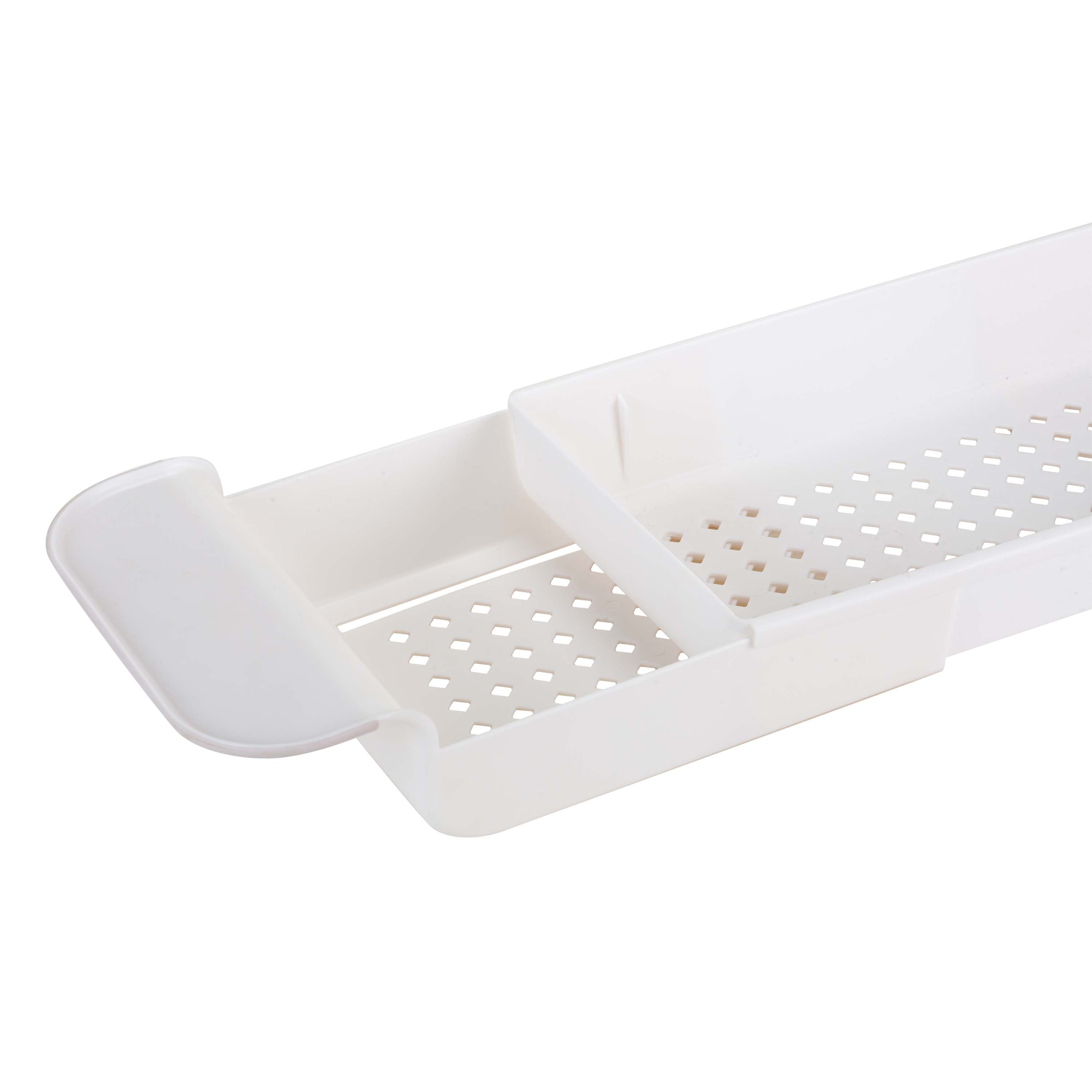 Bath Bliss White Plastic 1-Shelf Bathtub Caddy 27-in x 6.69-in x