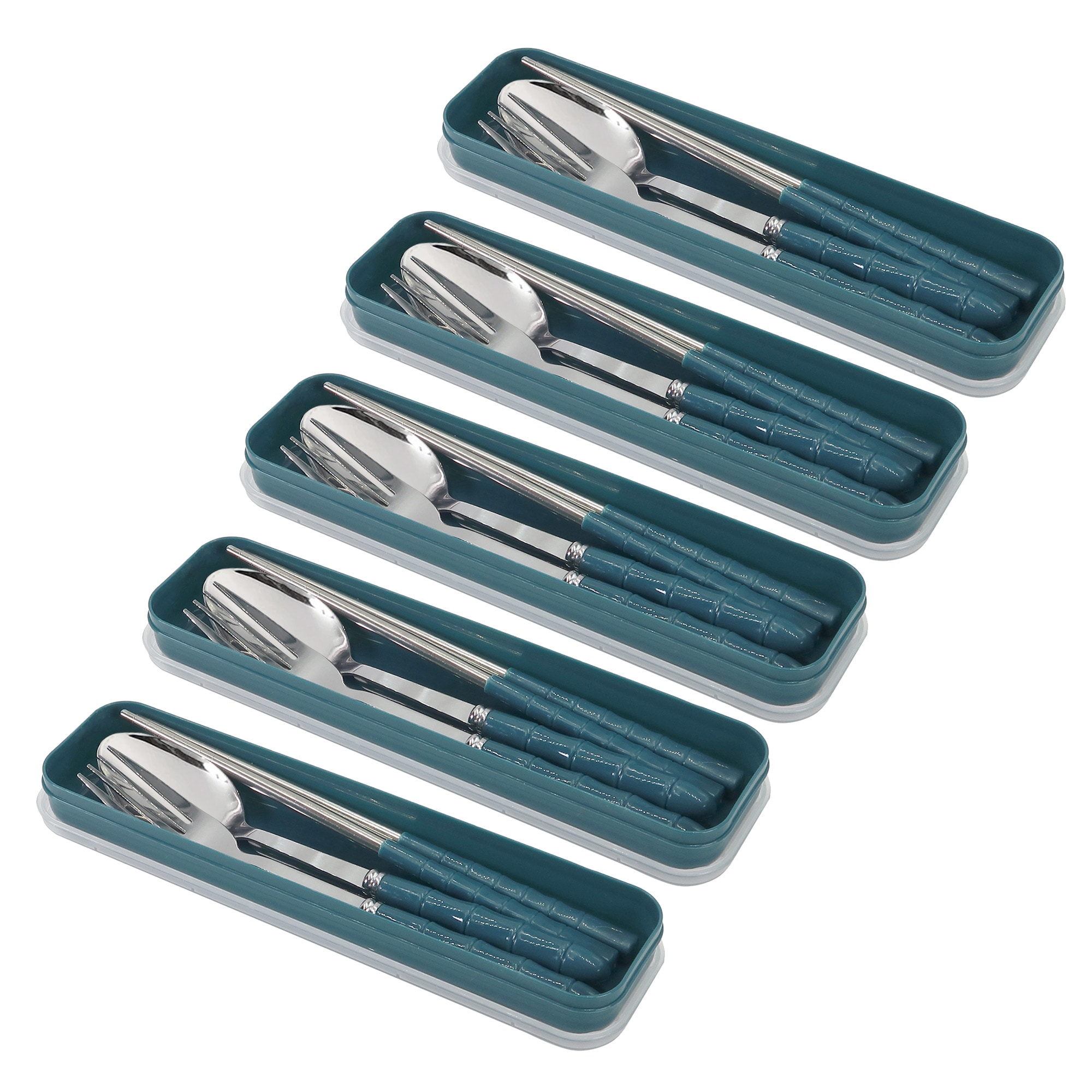 Universal 5 Eco Friendly Stainless Steel Cutlery Sets with Spoon Fork Chopsticks and Travel Case