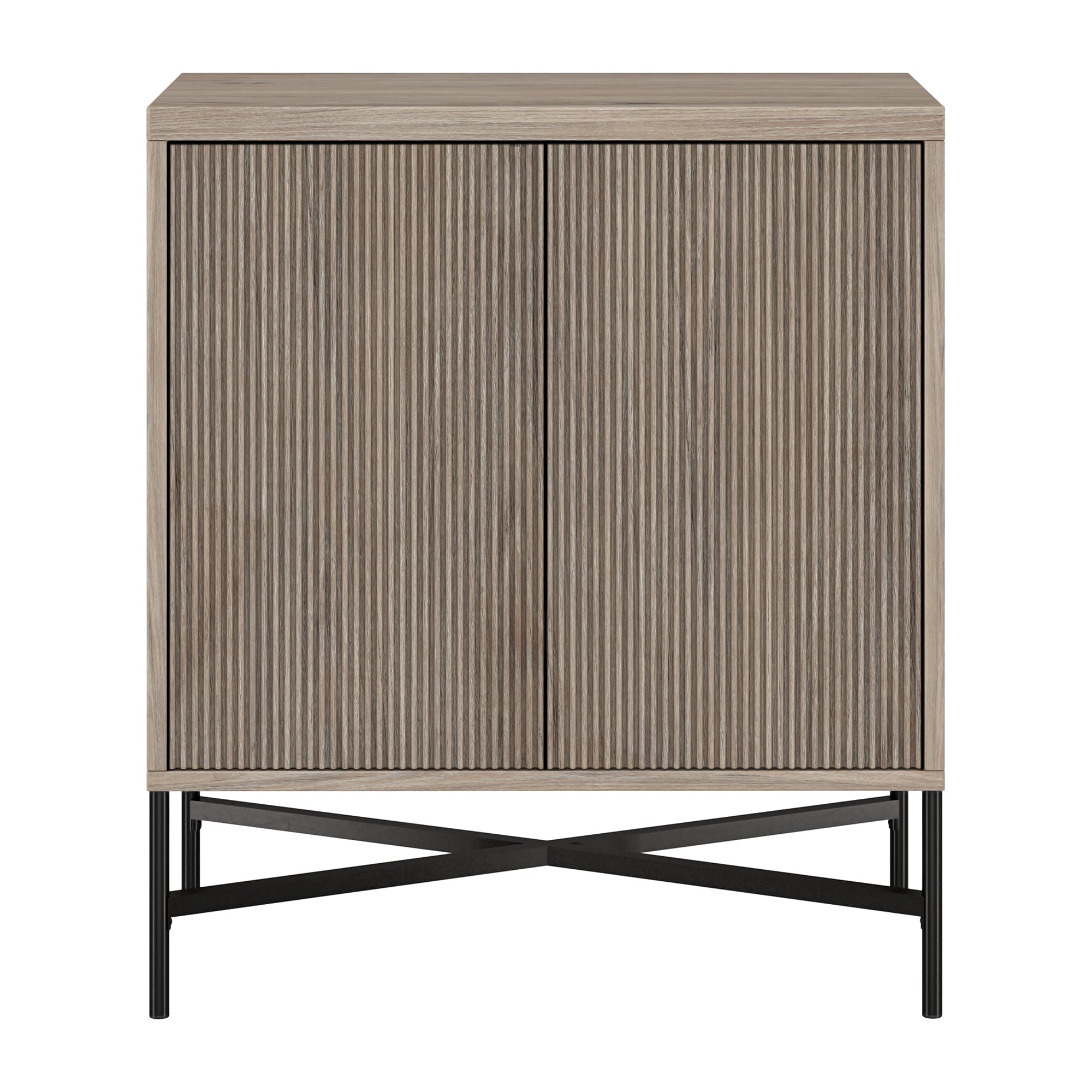Evelyn&Zoe Brighton 28" Wide Rectangular Accent Cabinet, Antiqued Gray Oak