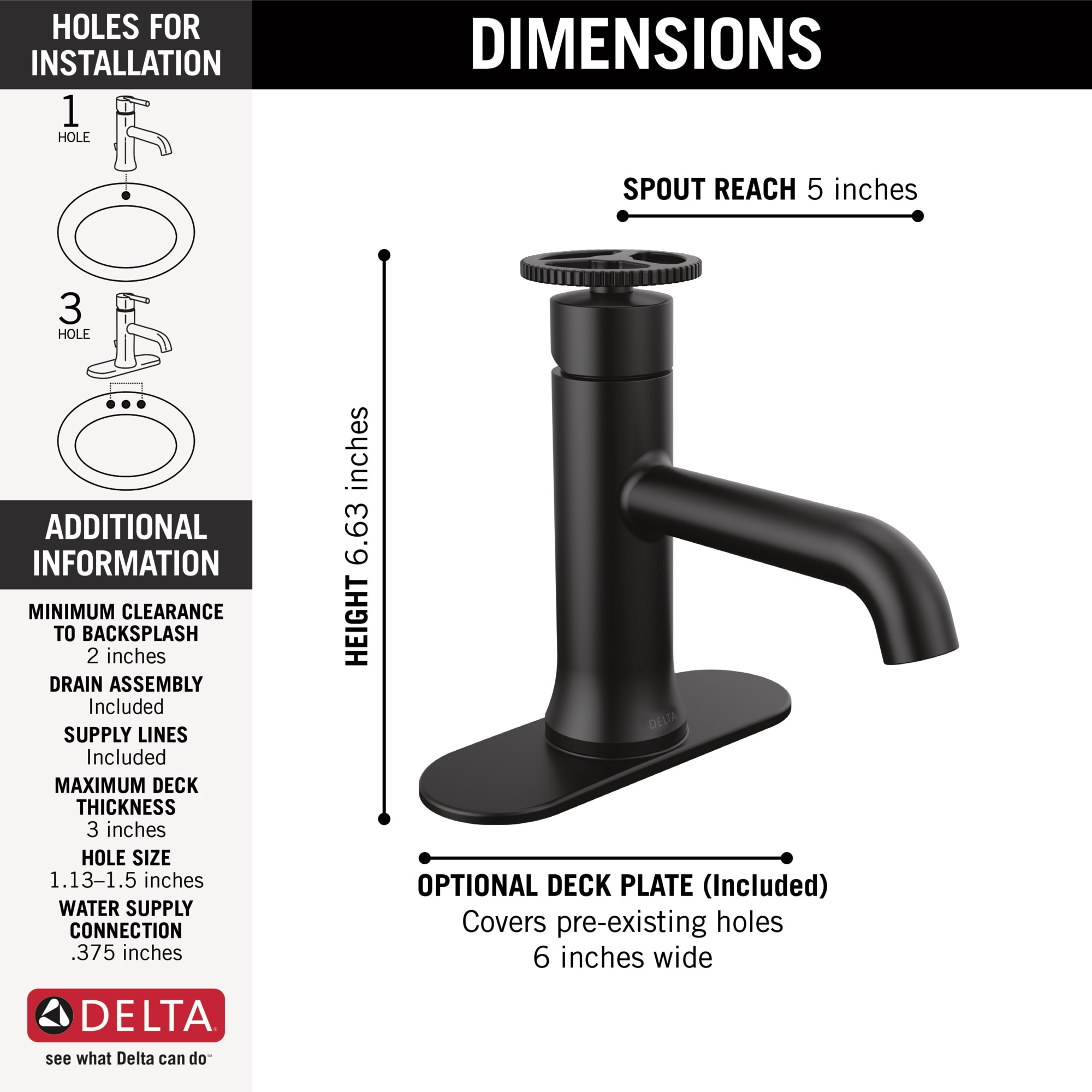 Delta Trinsic Matte Black Single Hole 1 Handle Watersense Bathroom Sink Faucet With Drain And 4217