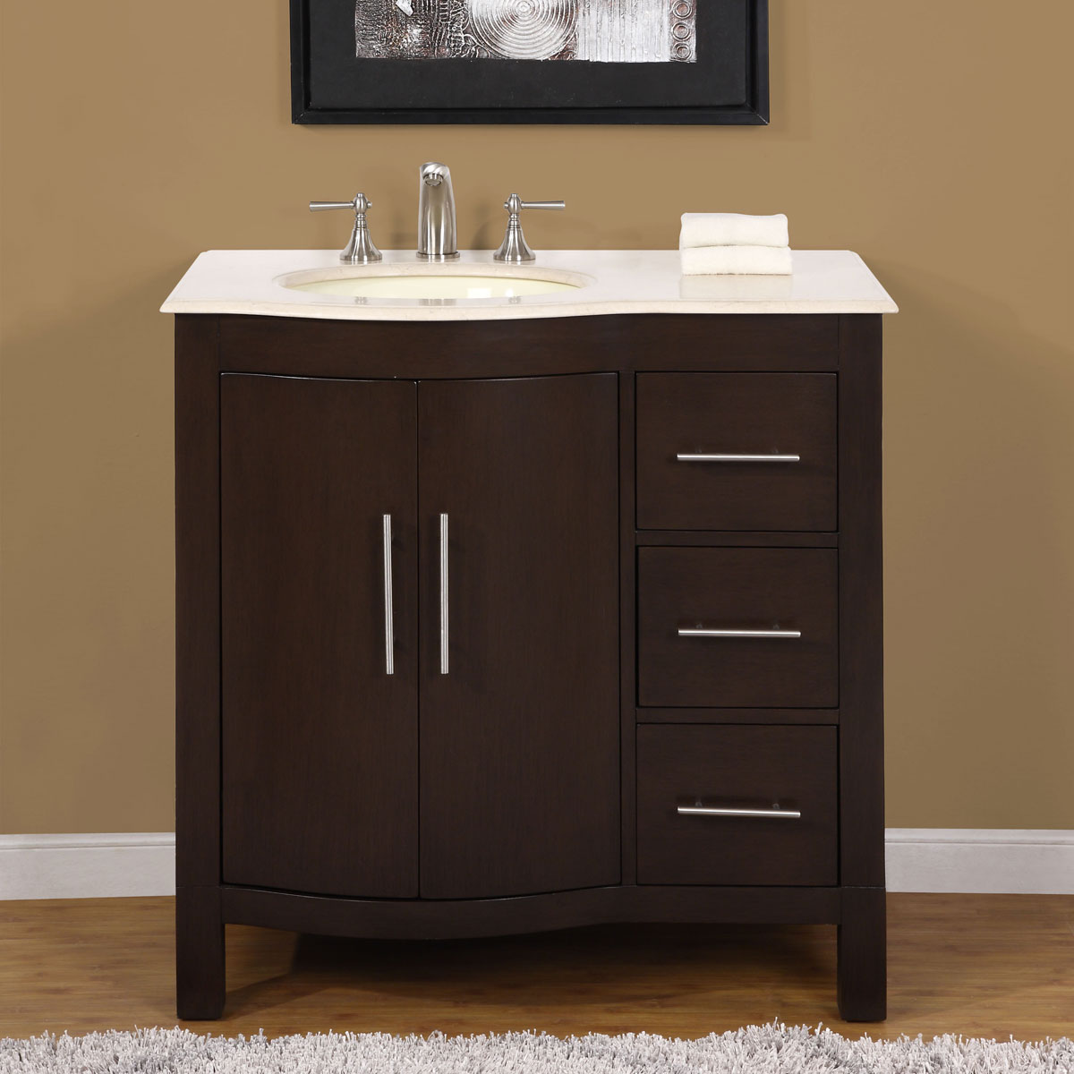 Silkroad Exclusive 36-in Dark Walnut Undermount Single Sink Bathroom ...