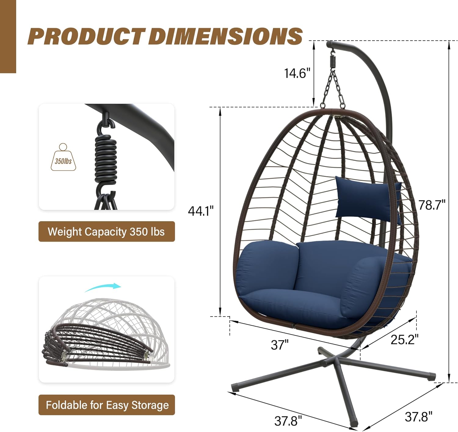 ALAULM LS-EGGCHAIR-NAVY Swing-Gliders - View #4