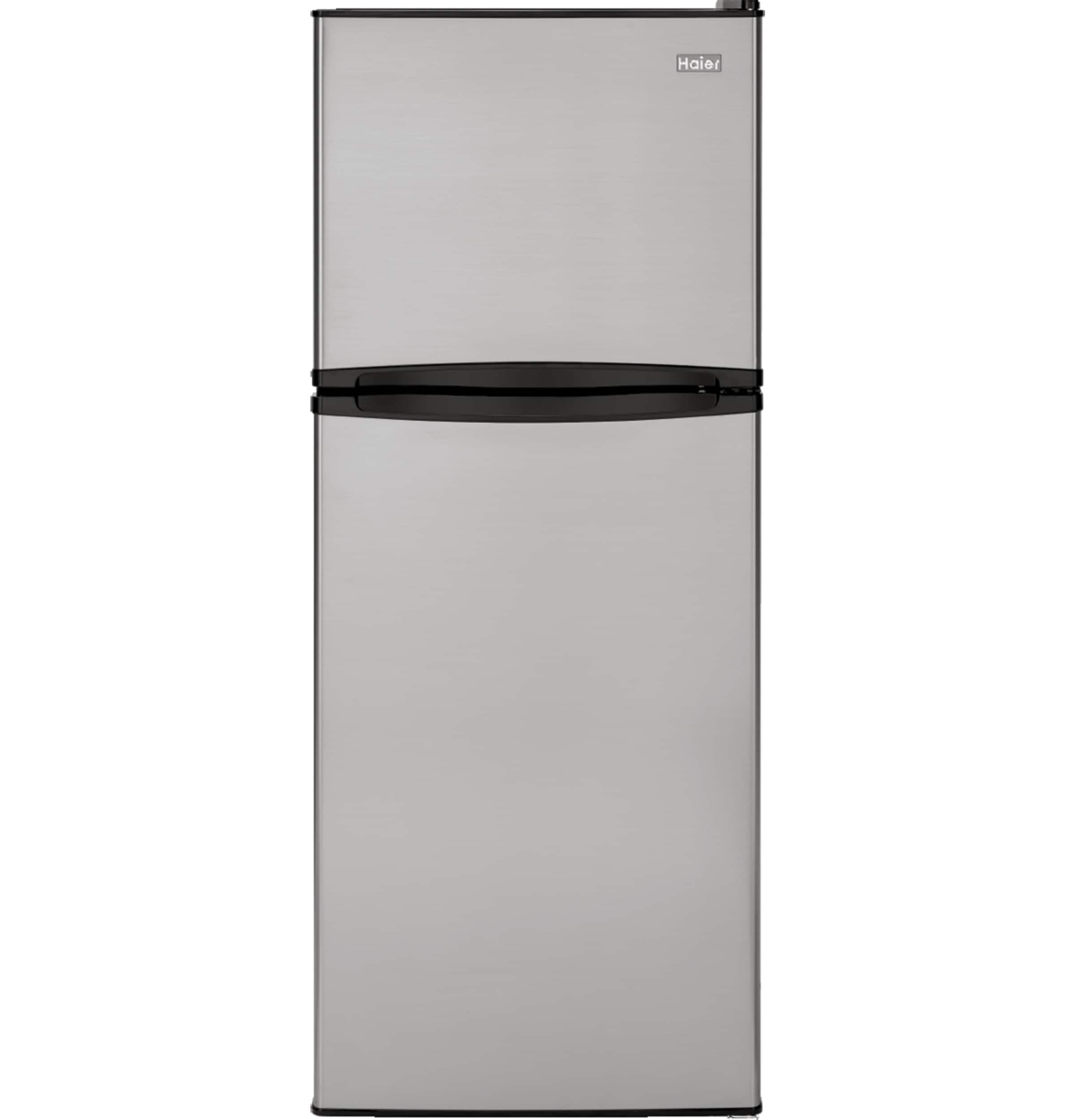 Haier 9.8-cu ft Top-Freezer Refrigerator (Stainless) in the Top-Freezer  Refrigerators department at