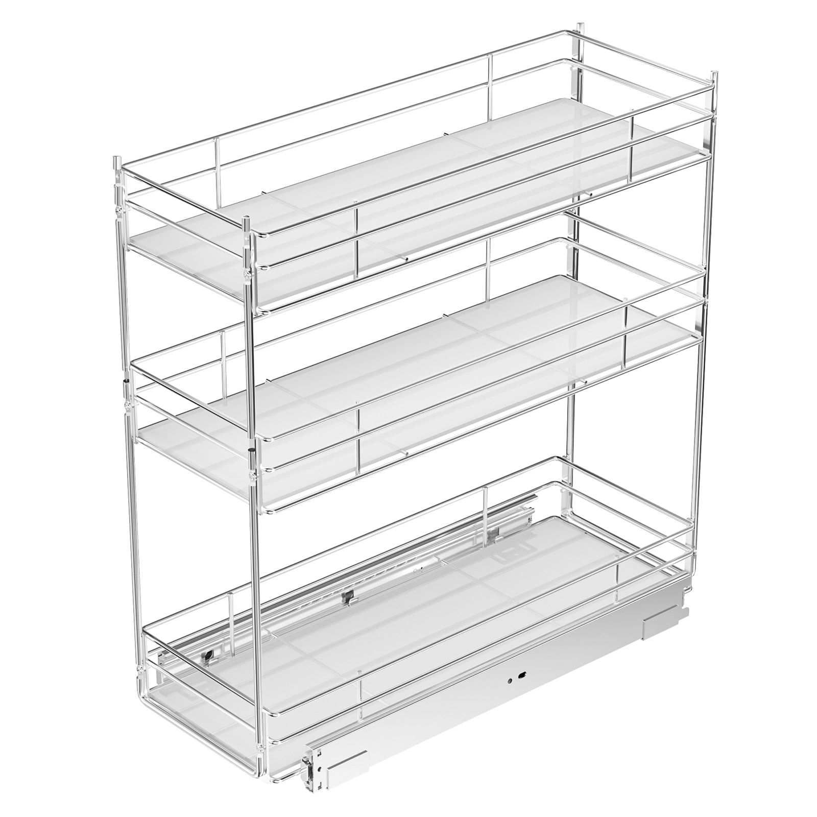 LOVMOR 3TIER-SPICESHUXIAN-7 3-Tier Pull Out Spice Rack for Narrow Cabinet (7in W X 20½in D) Slide Out Cabinet Organizer and Pull Out Shelves Under Cabinet Storage for Kitchen