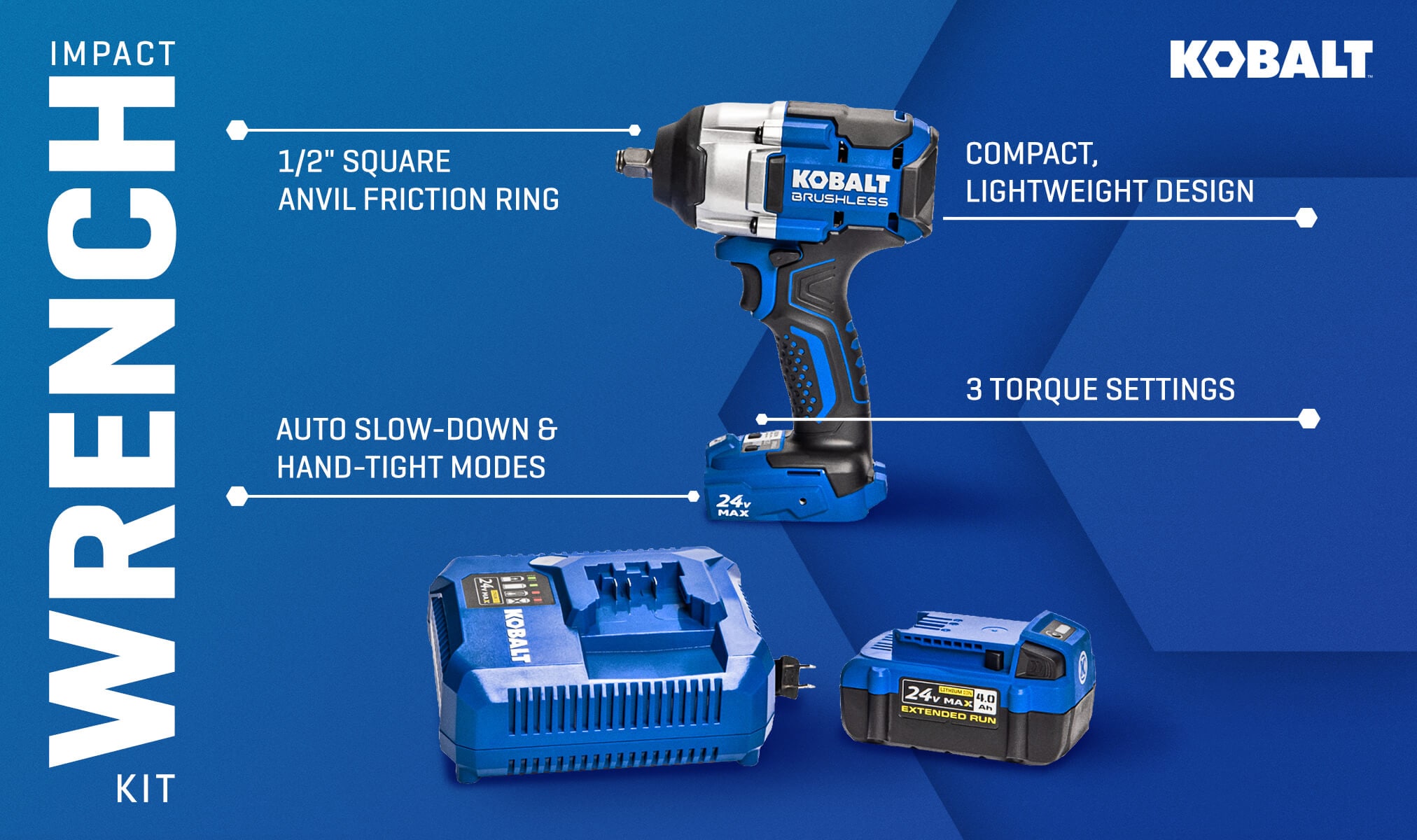 Kobalt Next-Gen 24-volt Variable Speed Brushless 1/2-in Drive Cordless  Impact Wrench (Battery Included) in the Impact Wrenches department at