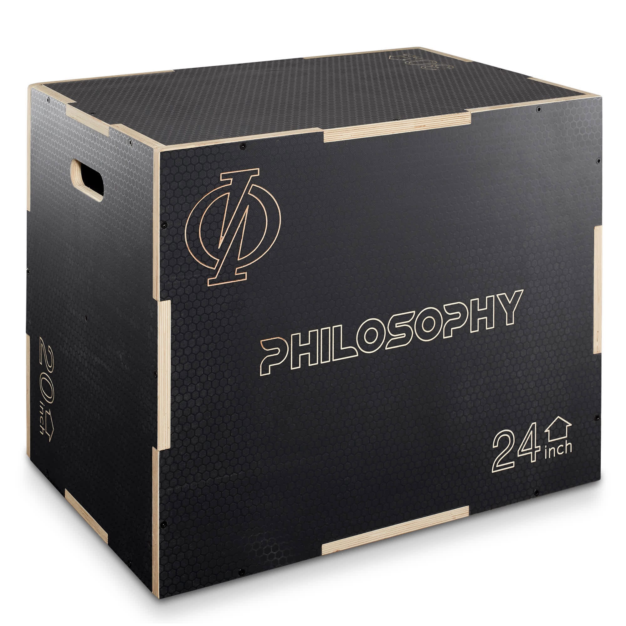 Philosophy Gym FIT-PLYO-3240S-BLK 3 in 1 Non-Slip Plyo Box 30 x 24 x 20-in - Black - Training Jump Box