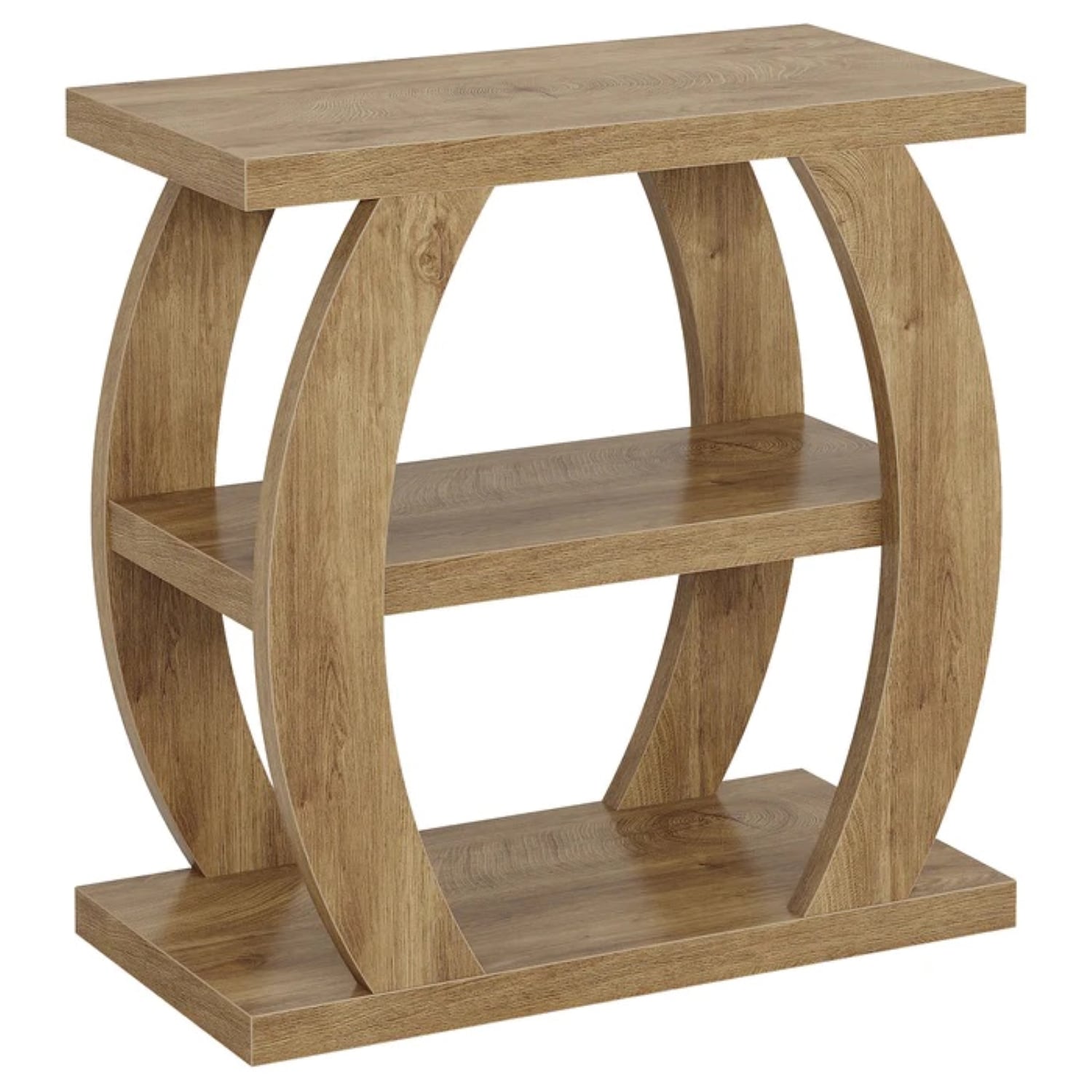 Slickblue 3 Tier End Table with Curved Frame Open Shelf Storage for Living Room Sofa Side Accent Table 11.81 in W x 24.02 in H Natural