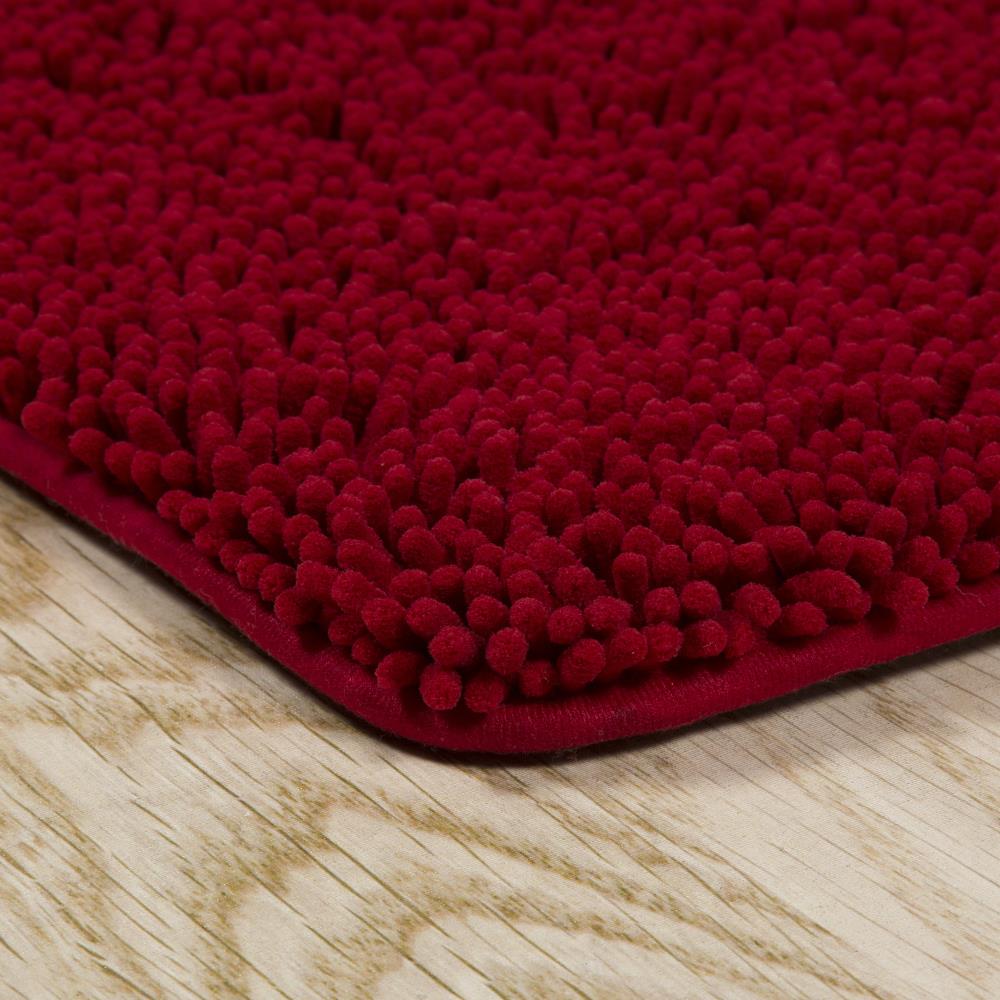 BYSURE Burgundy Memory Foam Rug Set 3 Piece Non Slip Extra Absorbent Shaggy  Soft & Dry Bath Mat Sets for Bathroom Washable Carpets Set（20x32 Plus24