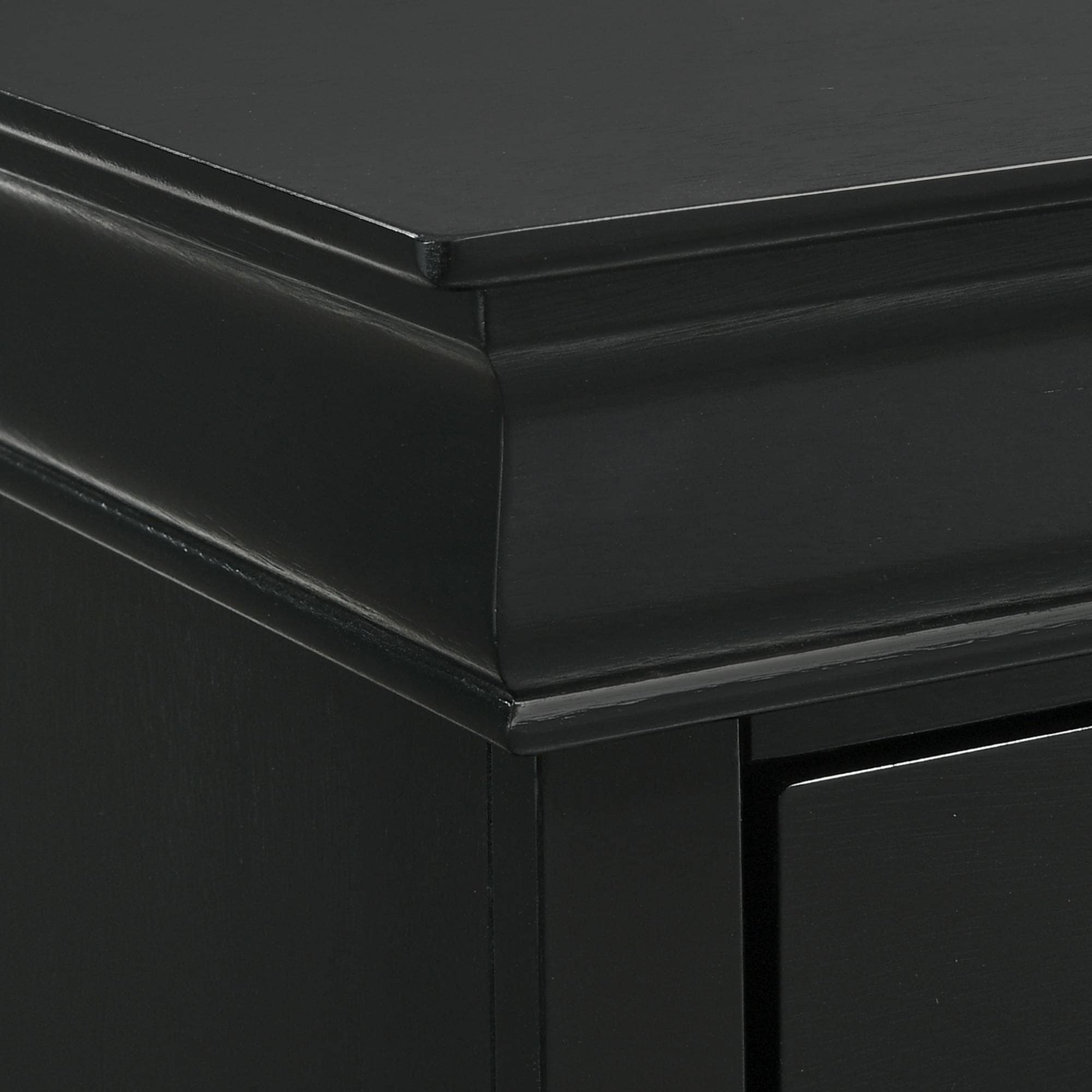 Ellington Black Rubberwood 2-Drawer Nightstand
