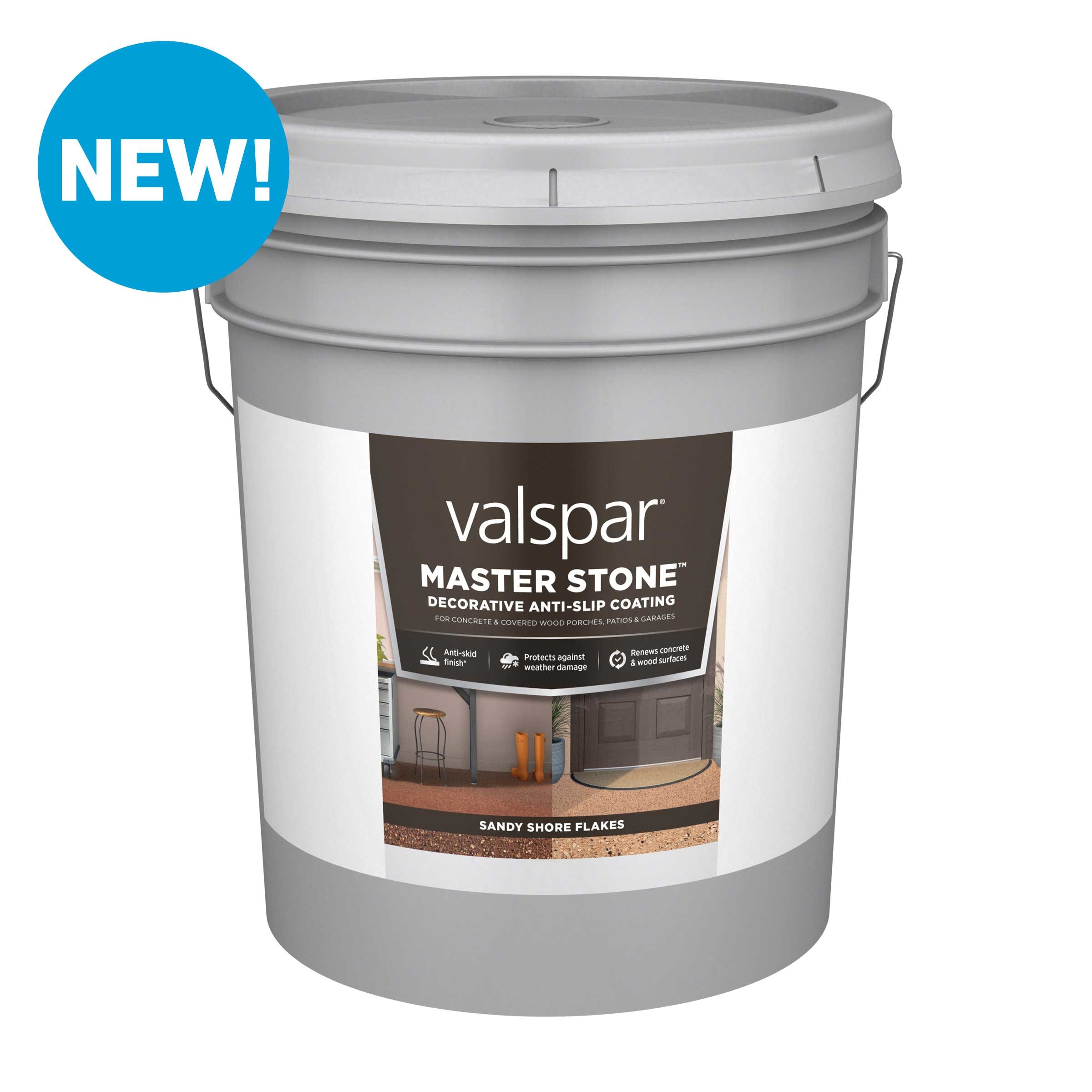 Valspar 009.0083077.008 Master Stone 1-part Base 4, Sandy Shore Flakes Acrylic Concrete and Garage Floor Paint ( 5-gallon )