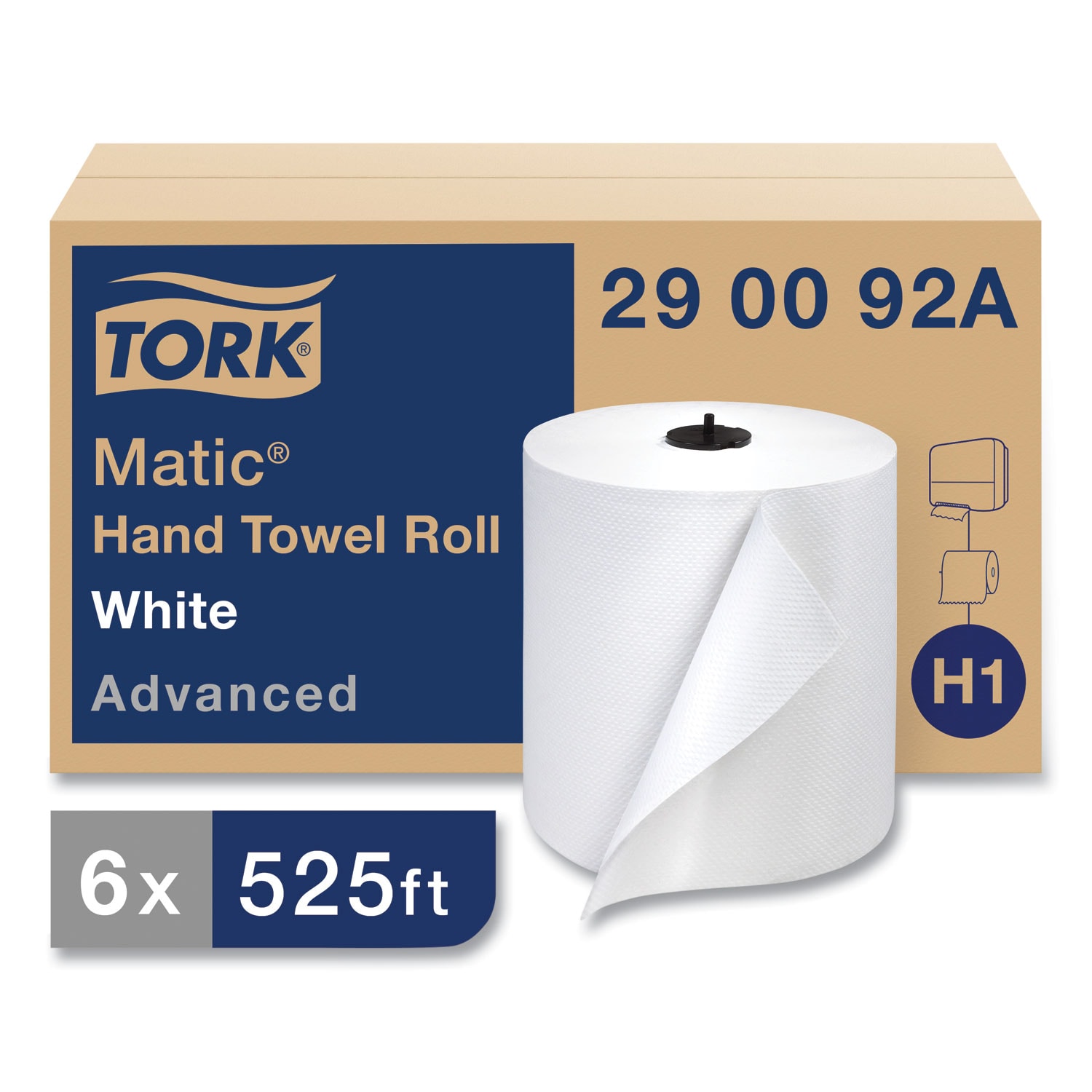 TORK ESNTRK290092A Advanced Matic Hand Towel Roll  2 Ply  7.7x 525 ft  White  643 per Roll  6 Rolls per Carton