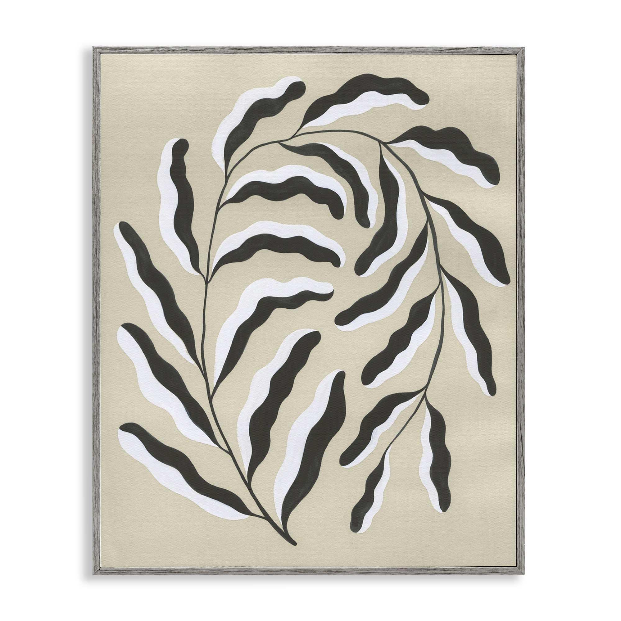 Stupell Industries BS-375-GFF-24X30 Curved Blooming Botanical Gray Framed Giclee Art By Grace Popp 24 x 30