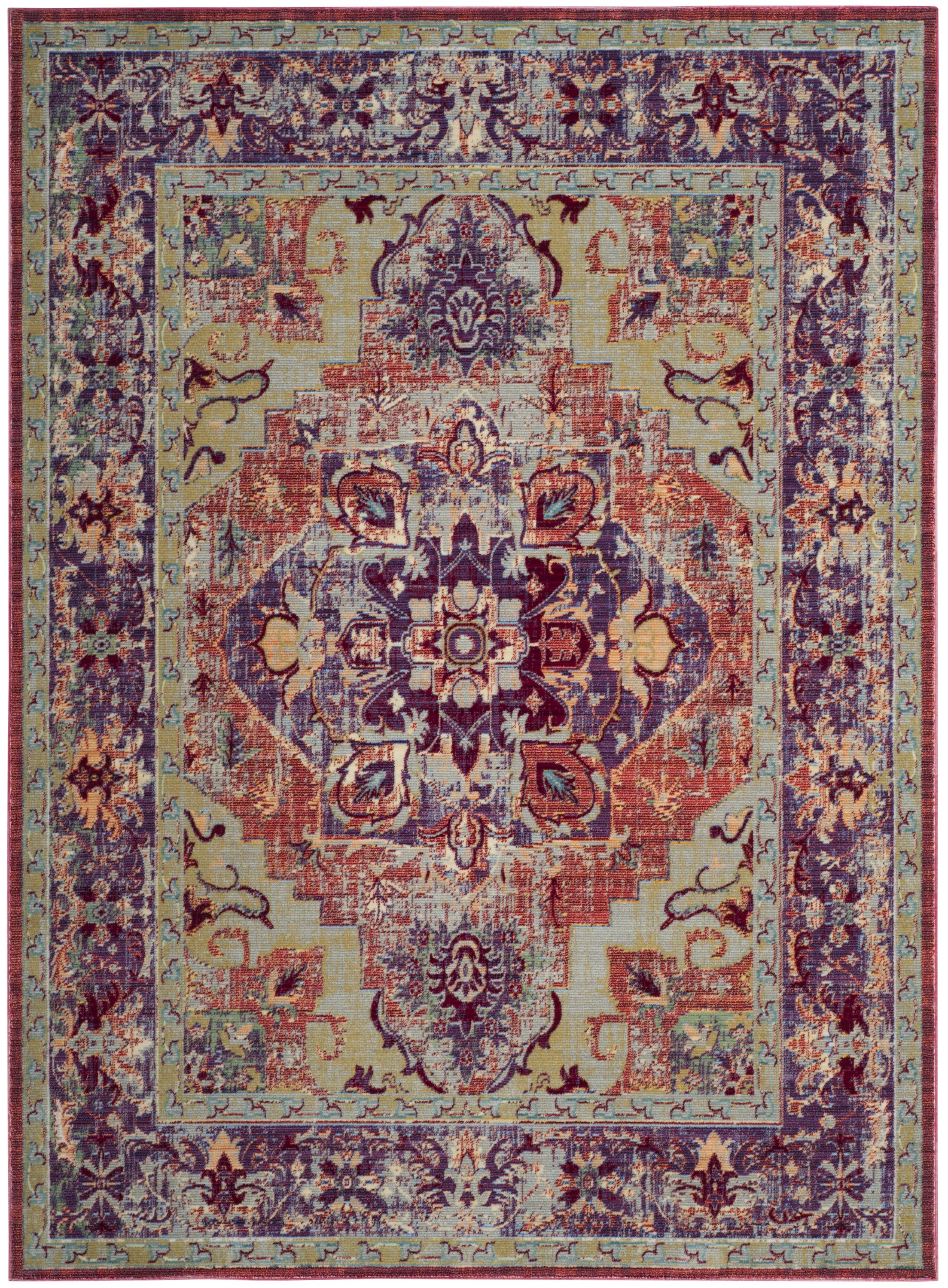Safavieh CLR664A-6 Claremont Carrie 6 x 9 (ft) Loomed Polyester Purple/Coral Rectangular Indoor Floral/Botanical Oriental Area rug