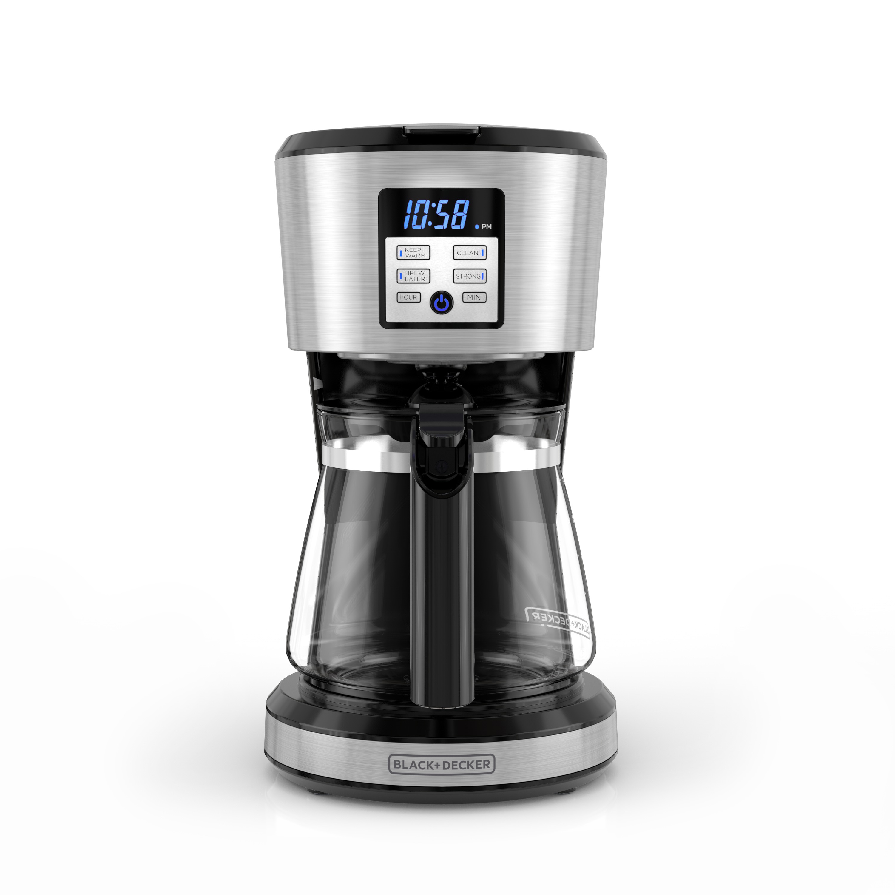 BLACK+DECKER 12 Cup Thermal Programmable Coffee Maker with Brew Strength  and VORTEX Technology, Black/Steel, CM2046S
