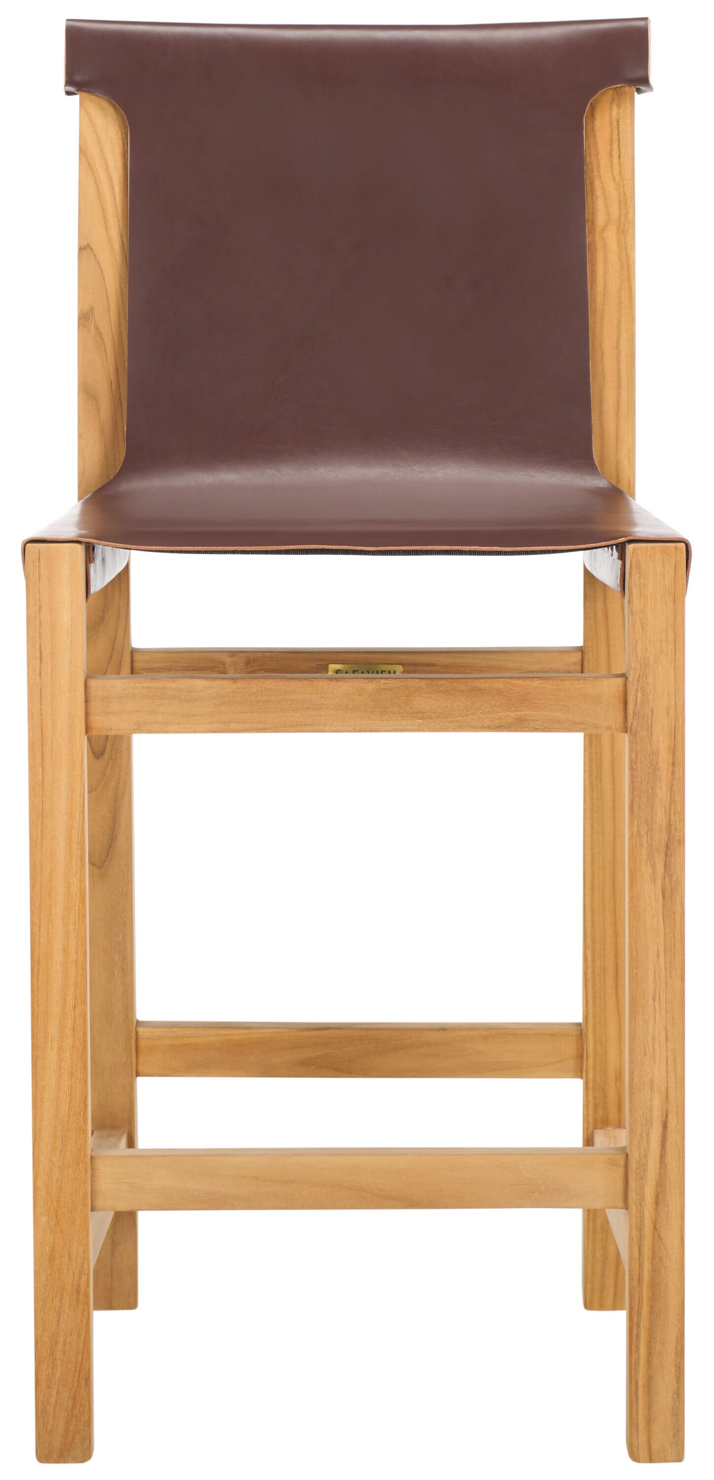 Safavieh BST1202A Cognac/Natural 26.18-in H Counter height Square seat Wood Bar Stool and Back
