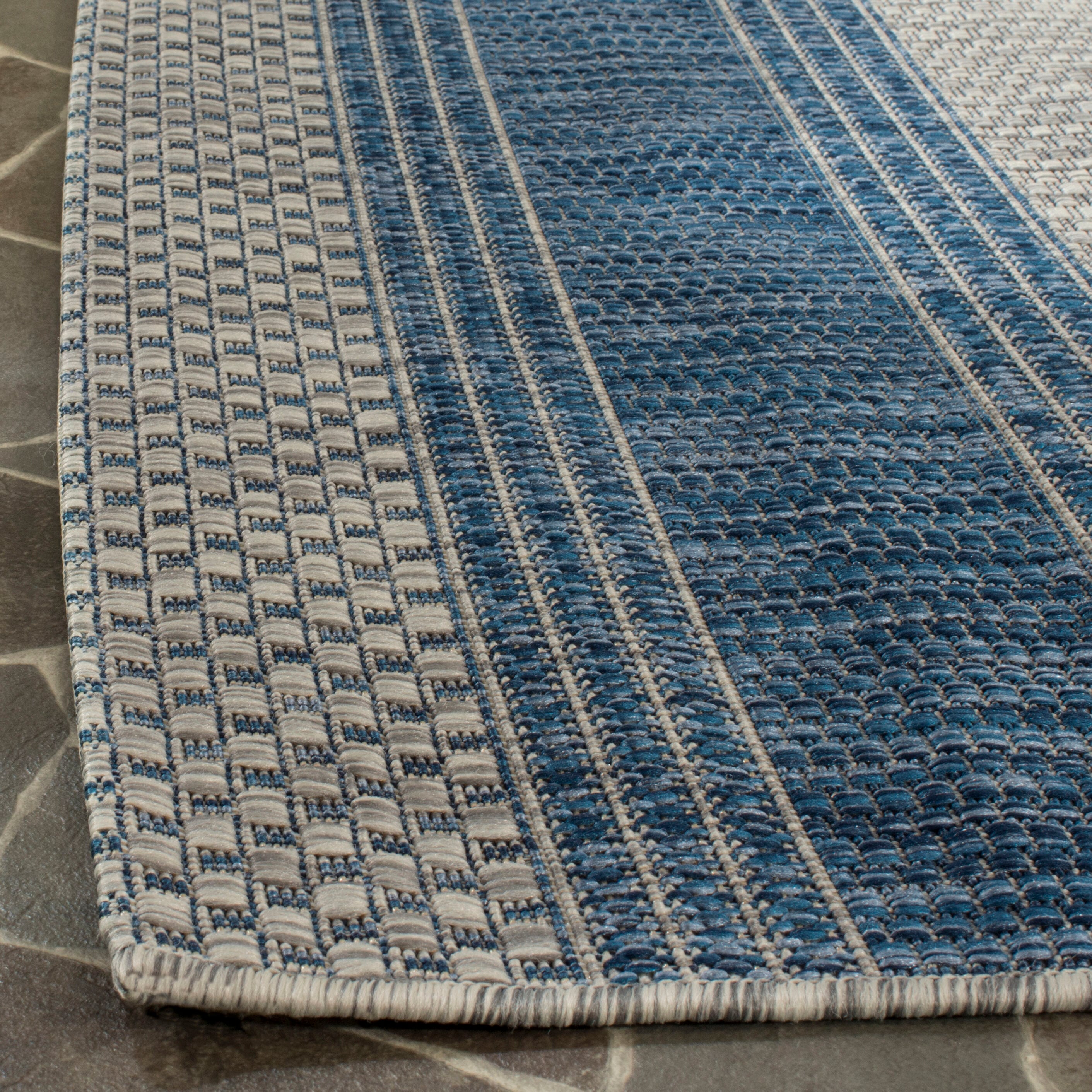 Multicolor Striped Synthetic 4' x 5'7" Indoor/Outdoor Rug