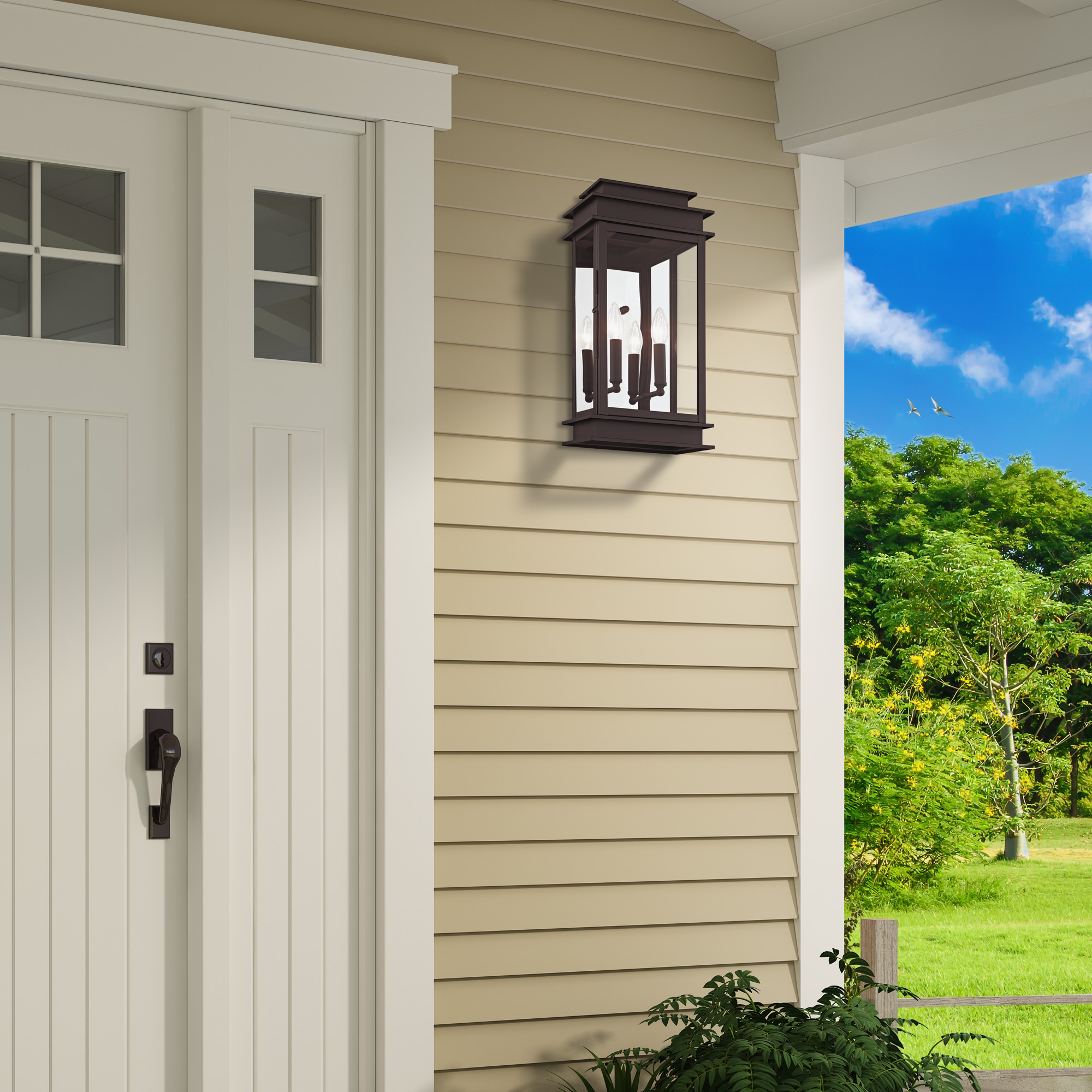 Princeton Classic Bronze 19" Outdoor Wall Lantern with Clear Glass