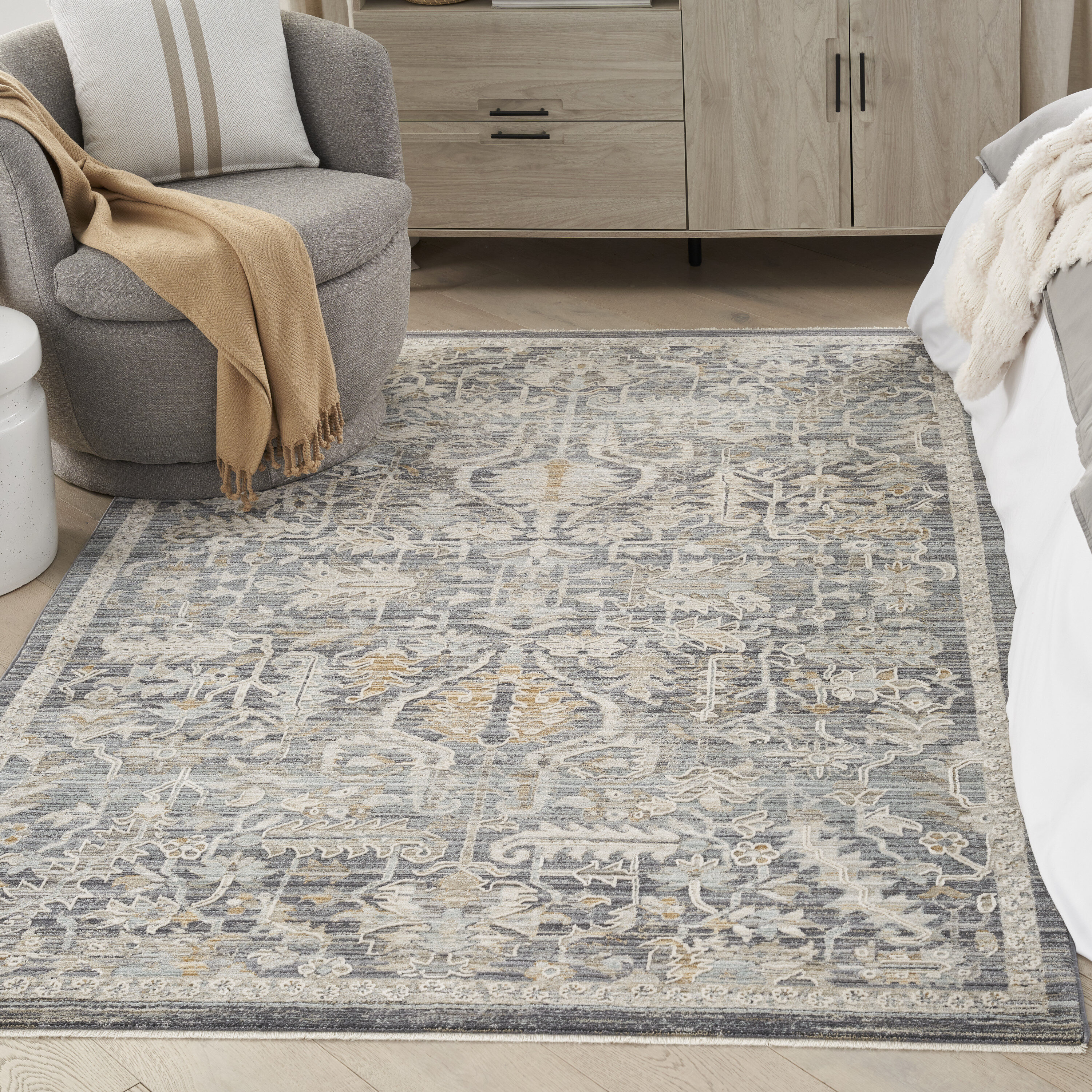 Nourison 099446104663 Nyle 5 x 8 (ft) Loomed Polyester Navy Multicolor Rectangular Indoor Tribal Vintage Area rug