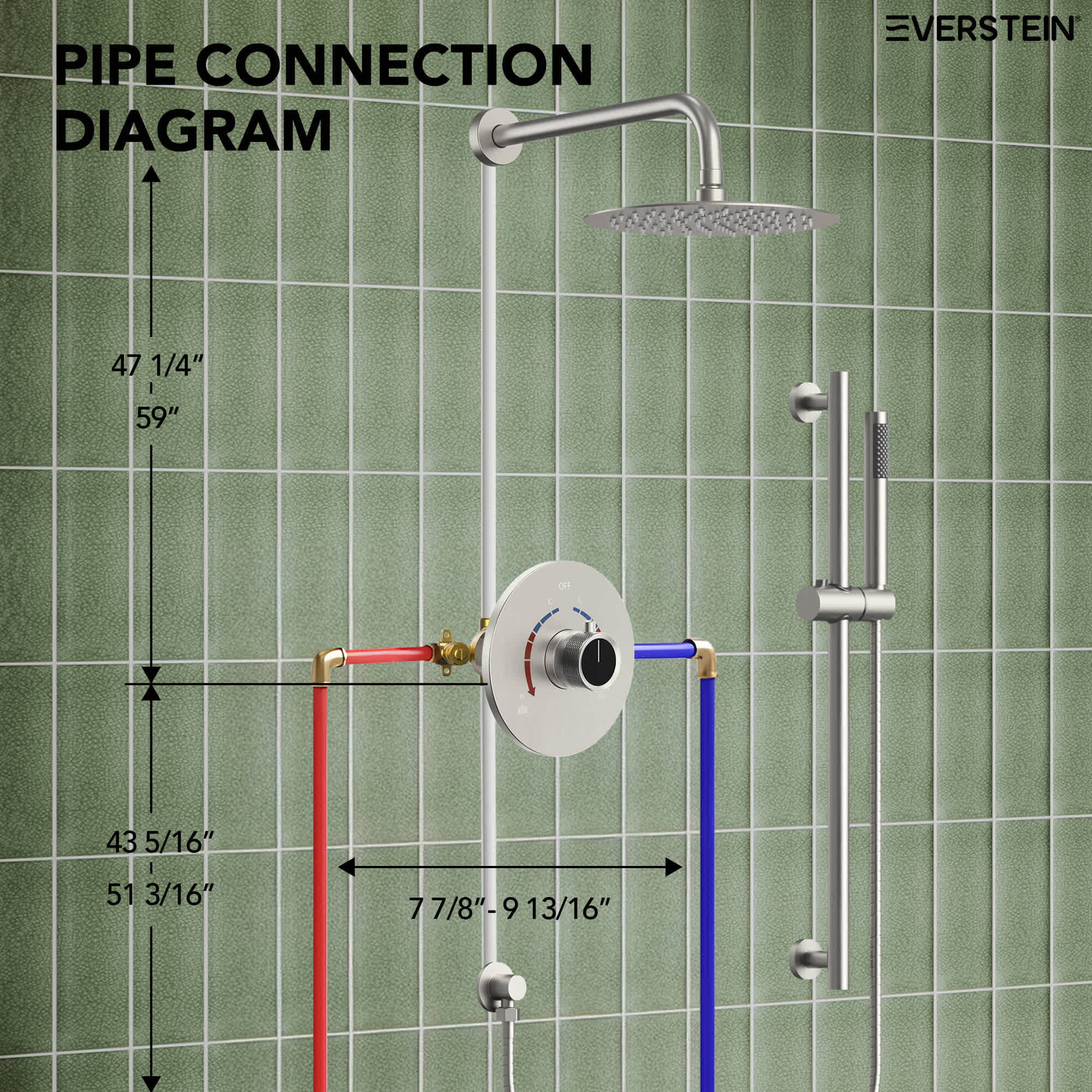 EVERSTEIN SFS-1013-NK10 Showerhead-Bar-Panels - View #12