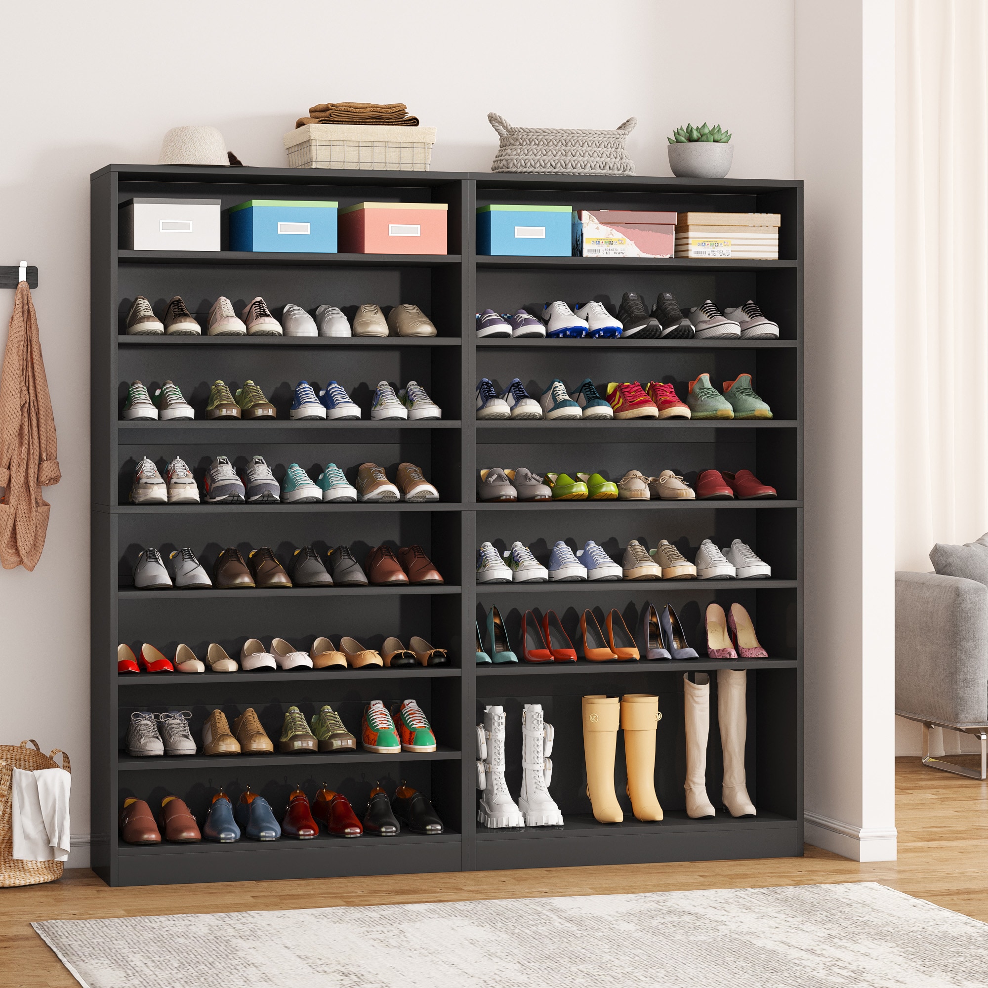 Winado 70.87-in H 12 Tier 40 Pair Black Plastic Shoe Organizer in the Shoe  Storage department at