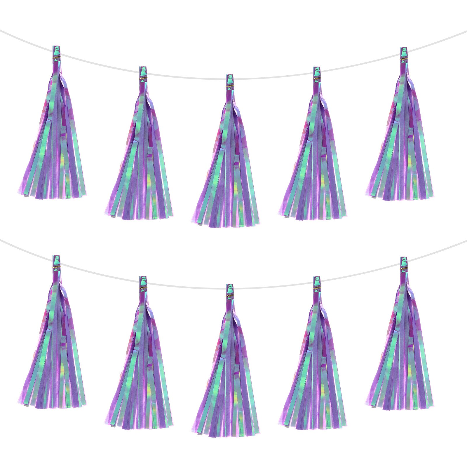 Unique Bargains 30Pcs Luminous Purple Tassel Garland Banner with Rope Tissue Paper Tassels Party DIY Kits for Anniversary Wedding Birthday Party