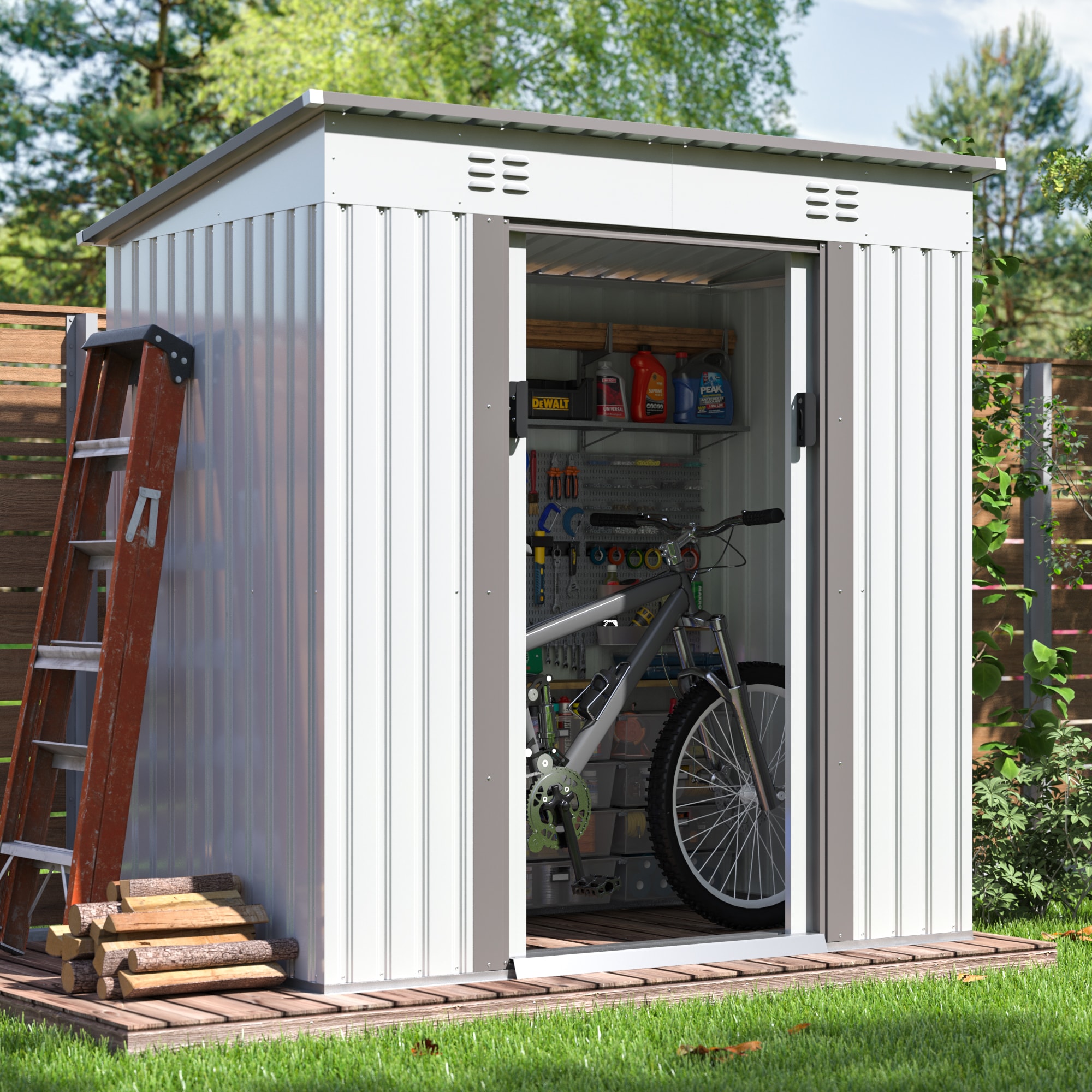 Jaxpety 6-ft x 4-ft SKY Galvanized Steel Storage Shed in the Metal ...