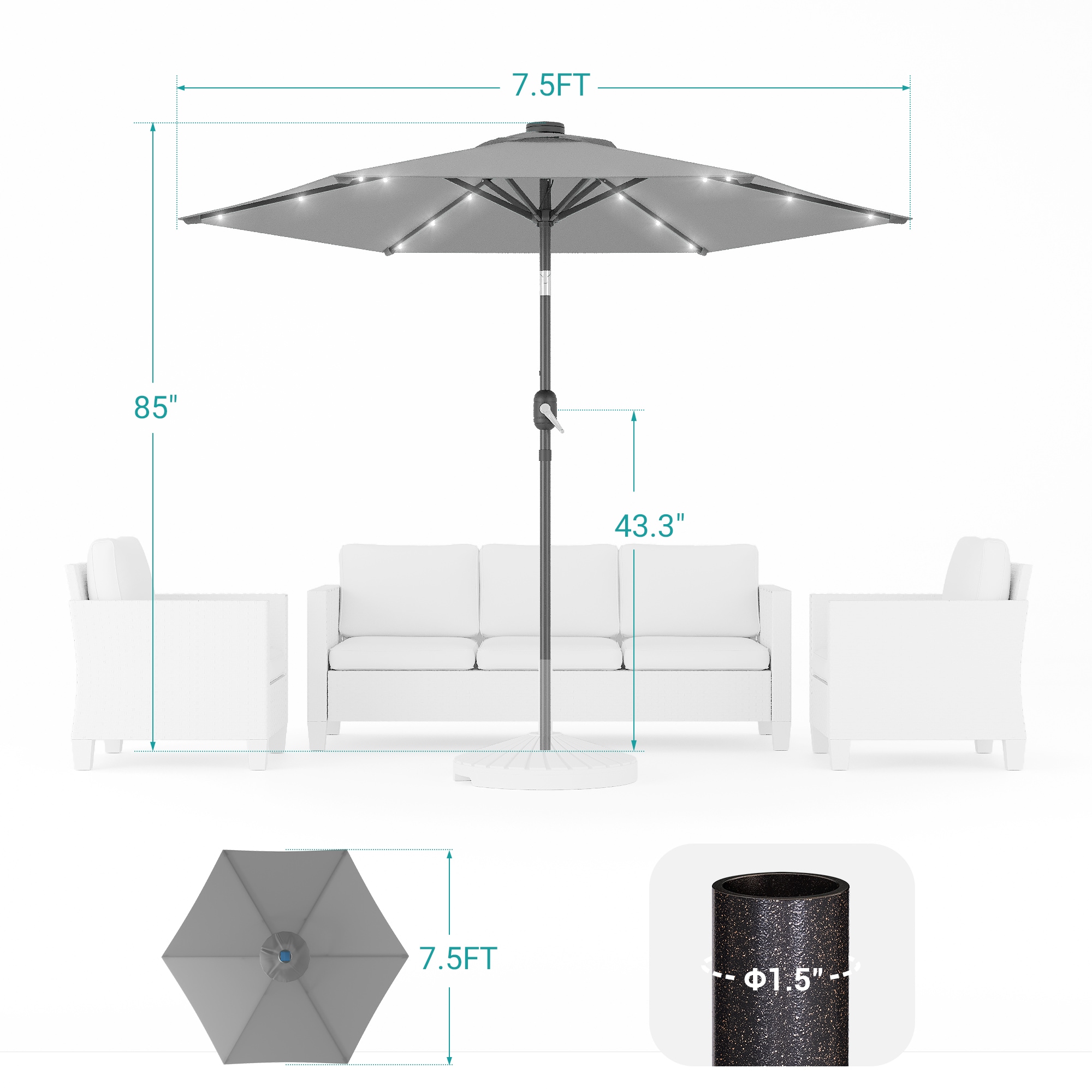 ACEGOSES LW-LED75GY Umbrellas-2 - View #2