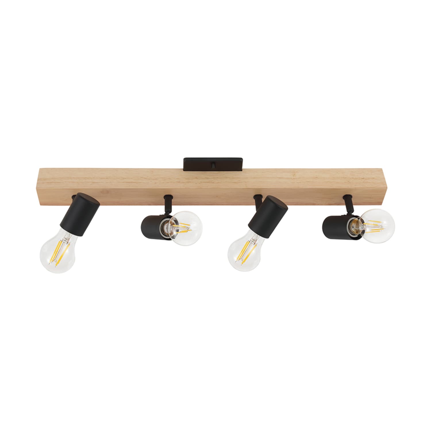 EGLO 98114A 24.8-in 4 -Light Wood/Black dimmable Medium base (E-26) Transitional Linear Track Lighting Kit with Roundback Pivoting Heads