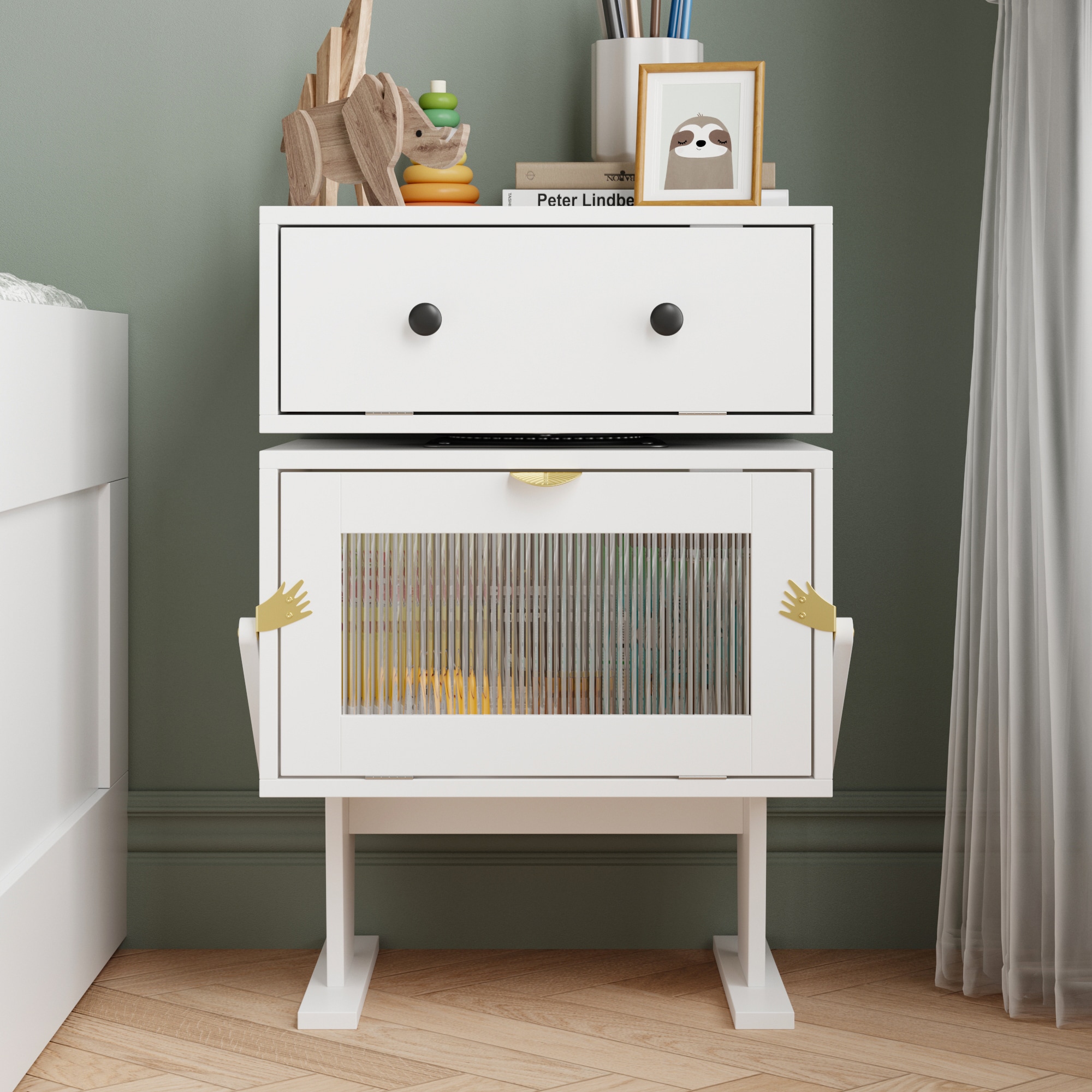 FUFU&GAGA KF200264-01 White 18.9-in W x 27.6-in H Modern Nightstand