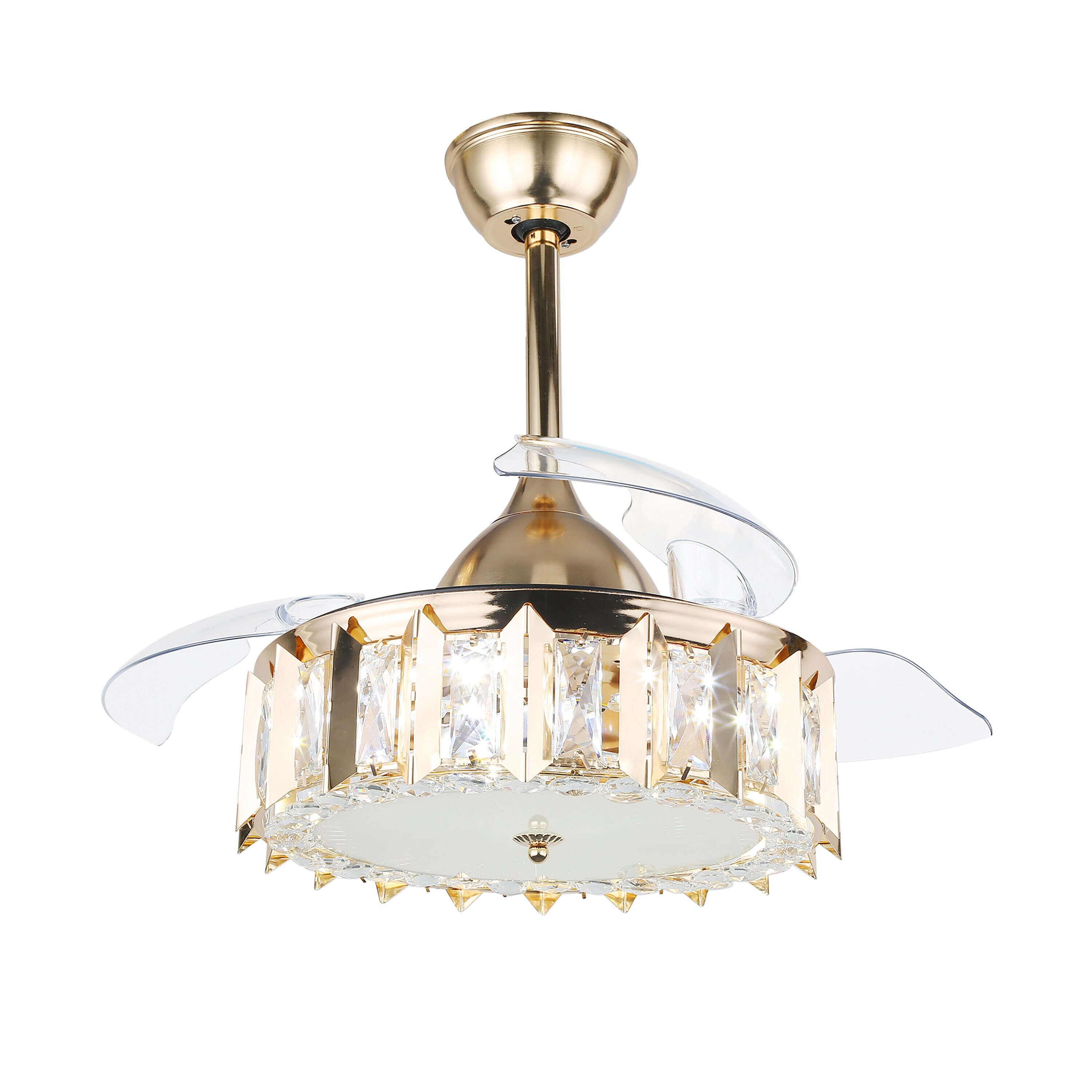 Cusp Barn BD4256-G BD4256 42-Inches Gold with Acrylic Blades Color-Changing Indoor Downrod mount Standard Ceiling Fan With Light and Remote ( 3 -Blade)