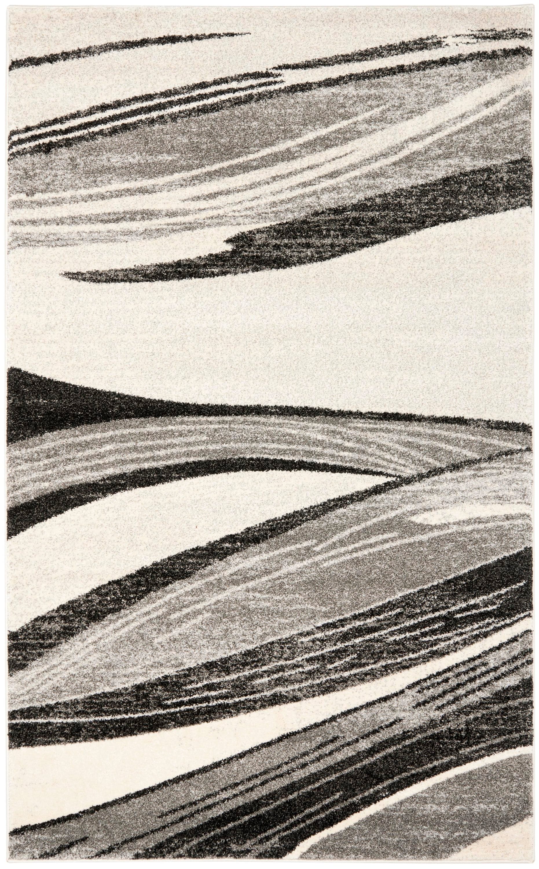 Luxurious Gray Abstract Shag Rug, Reversible and Washable, 5' x 8'