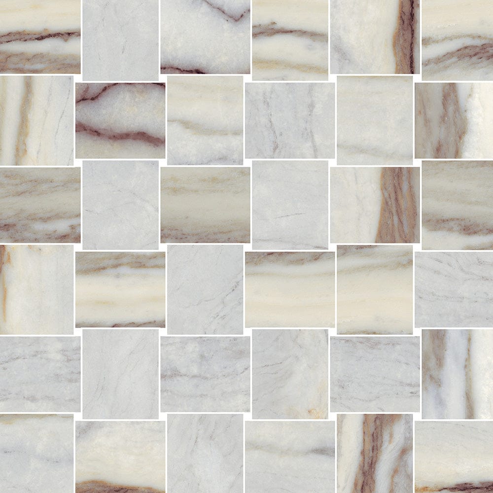Tilefy Celestia Marble Intreccio Mosaic Matte Indigo Tile