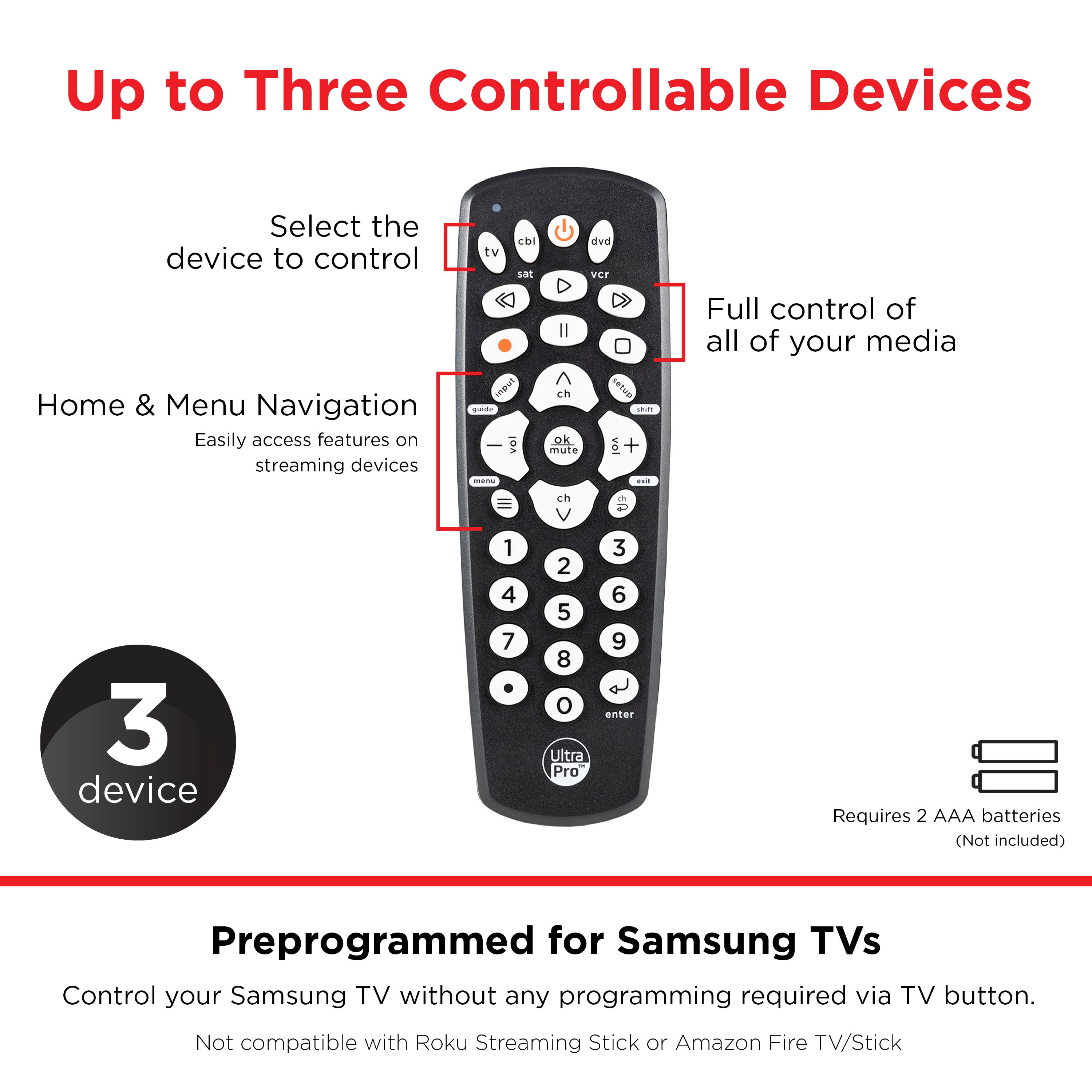Ultra Pro 3-Device Universal Remote Control at