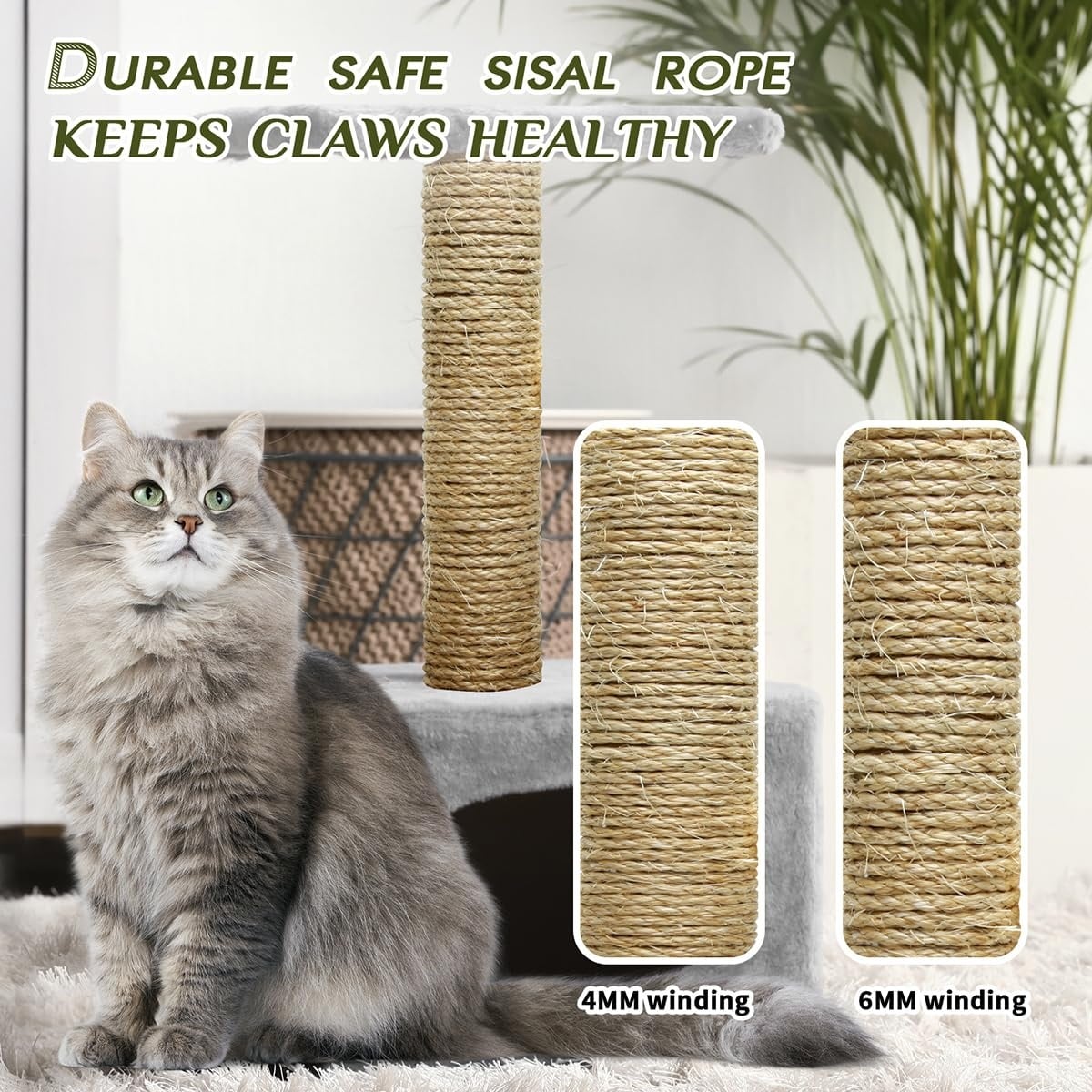 Phyfalip Natural Sisal Rope 1 Quarter Inch Diameter 65 Feet Roll for ...