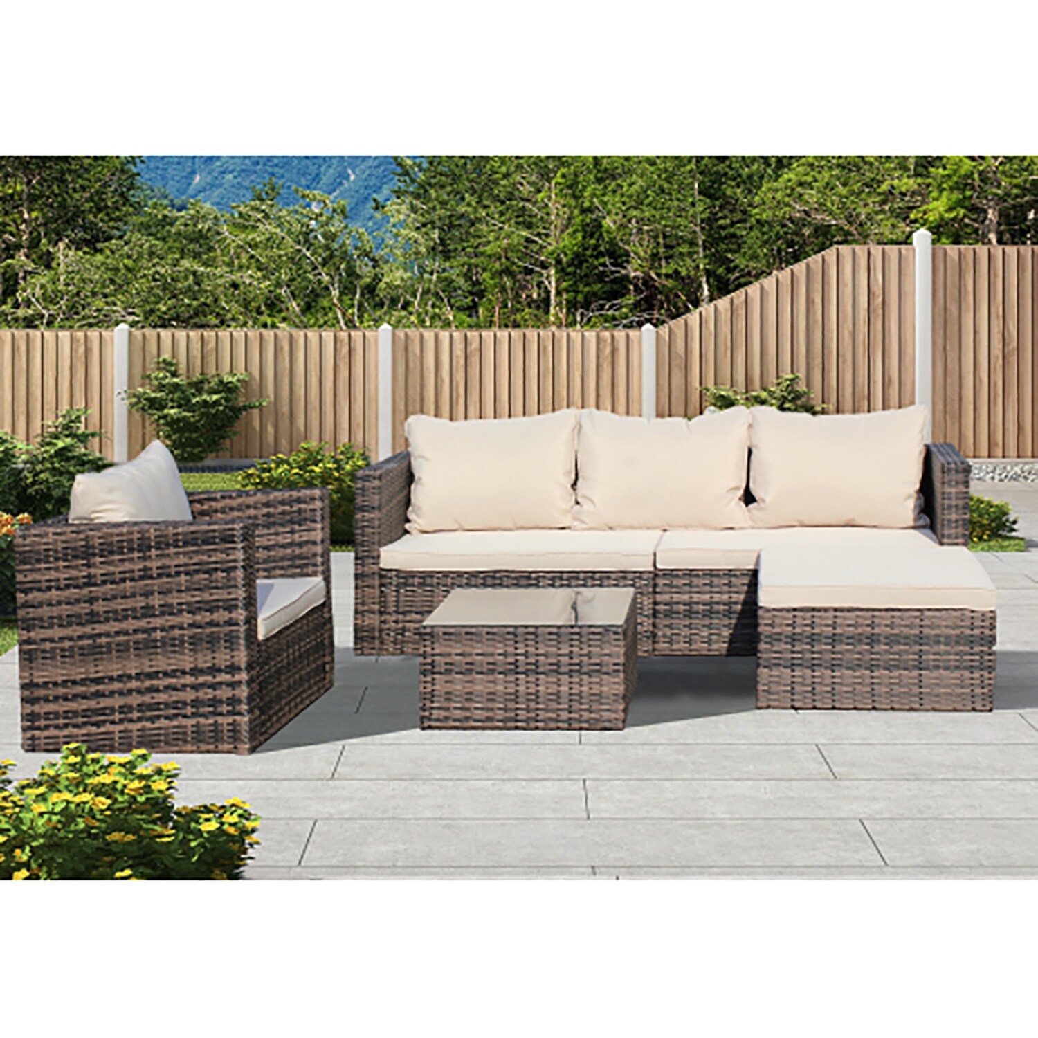 GZMR Patio Furniture-Set 4-Piece Rattan Patio Conversation Set With ...