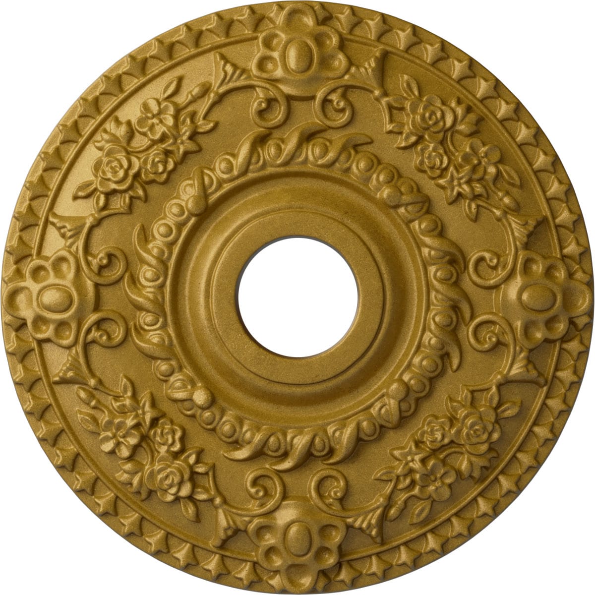 Ekena Millwork CM18ROPGS Rose 18-in W x 18-in L Painted Pharaohs Gold Polyurethane Whole Ceiling Medallion