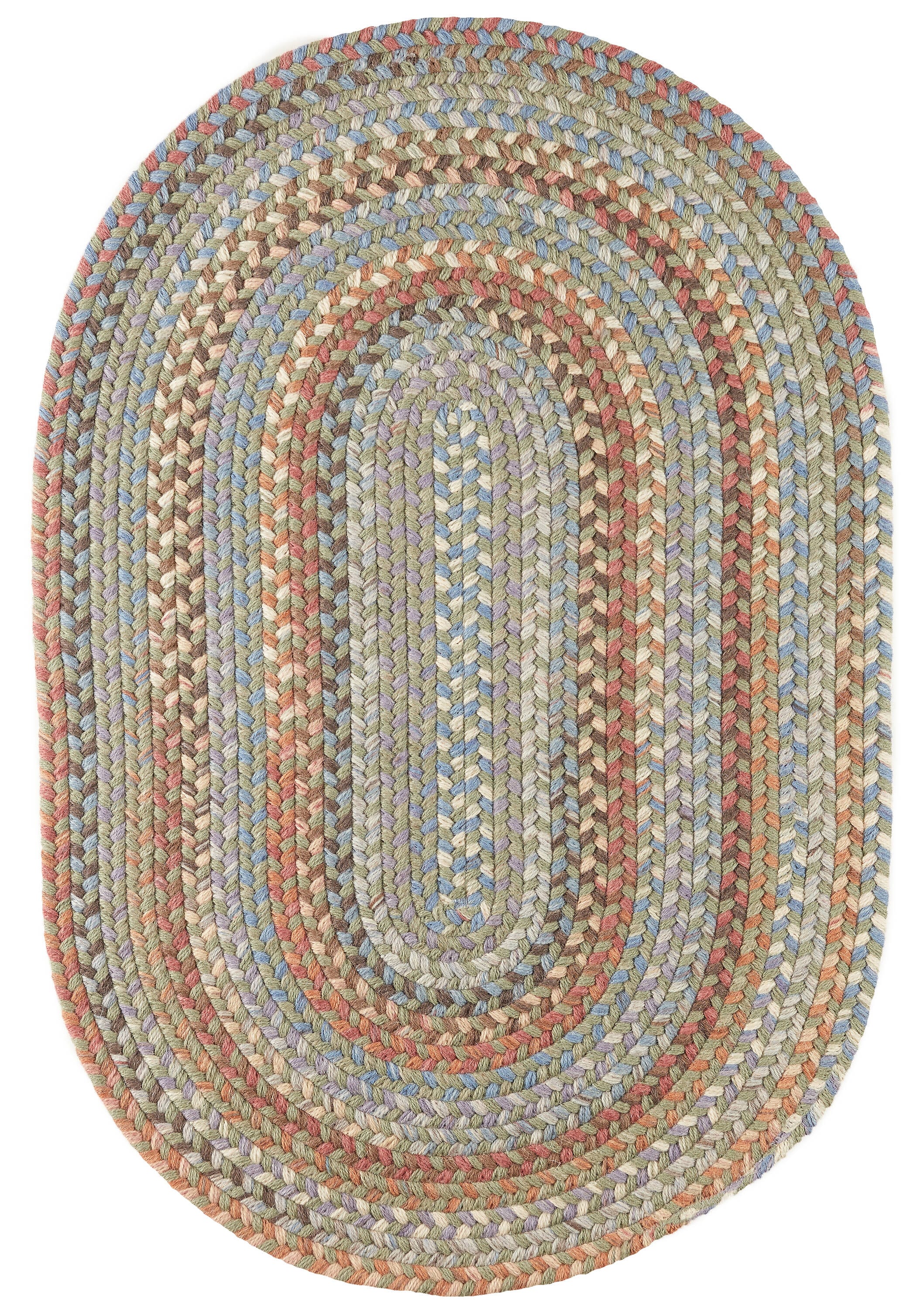 Rhody Rug BH67R048X072 4 x 6 (ft) Braided Wool Seaweed Oval Indoor Geometric Area rug