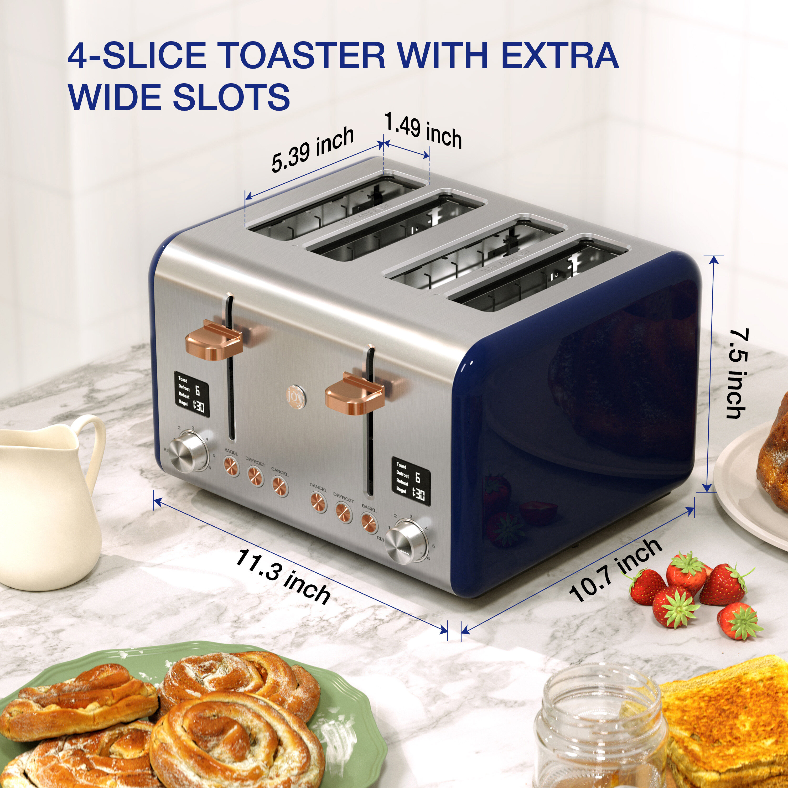 Joy Kitchen 4-Slice Stainless Steel 1800-Watt Toaster | JTO4NBM180