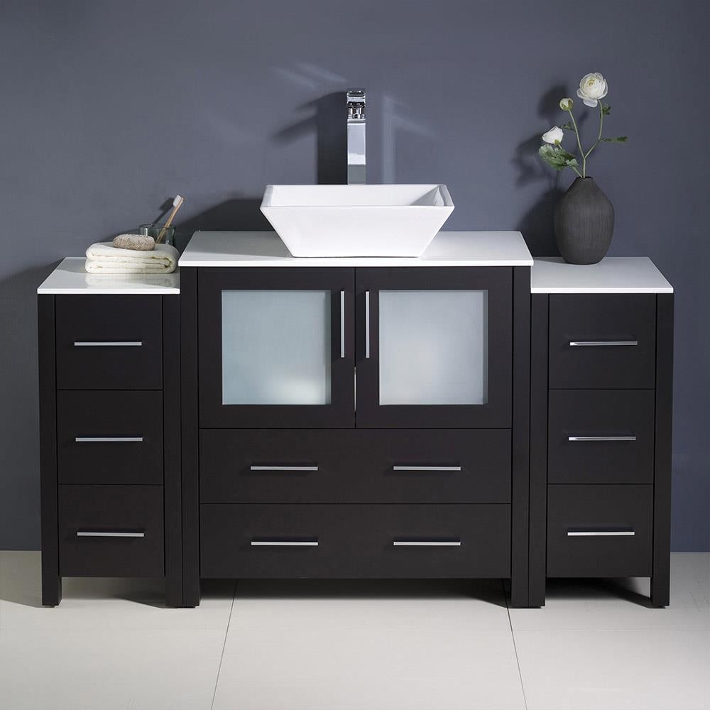 Fresca FCB62-123012ES-CWH-V Torino 54-in Espresso Single sink Bathroom Vanity with White Ceramic Top