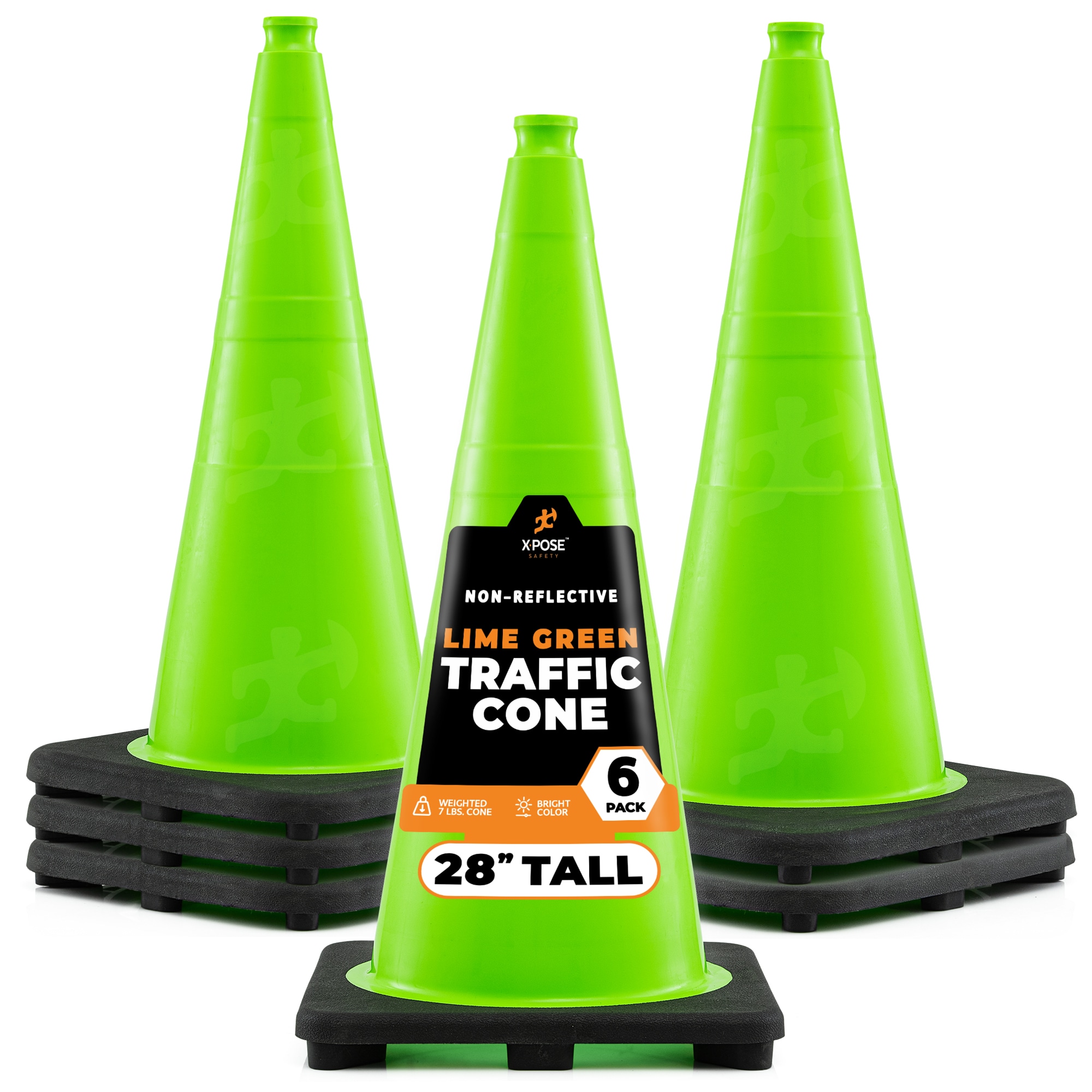 XPOSE SAFETY LTC28-6-X-S 6 -Pack 36-in Green Traffic safety cone