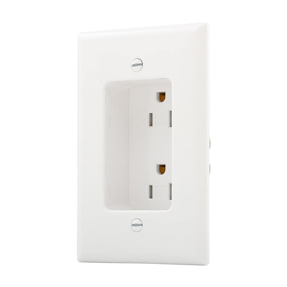 Eaton TR780W-SP-L 15.0 -Amp 125-volt Tamper Resistant Recessed Residential Decorator Outlet with Wall Plate, White