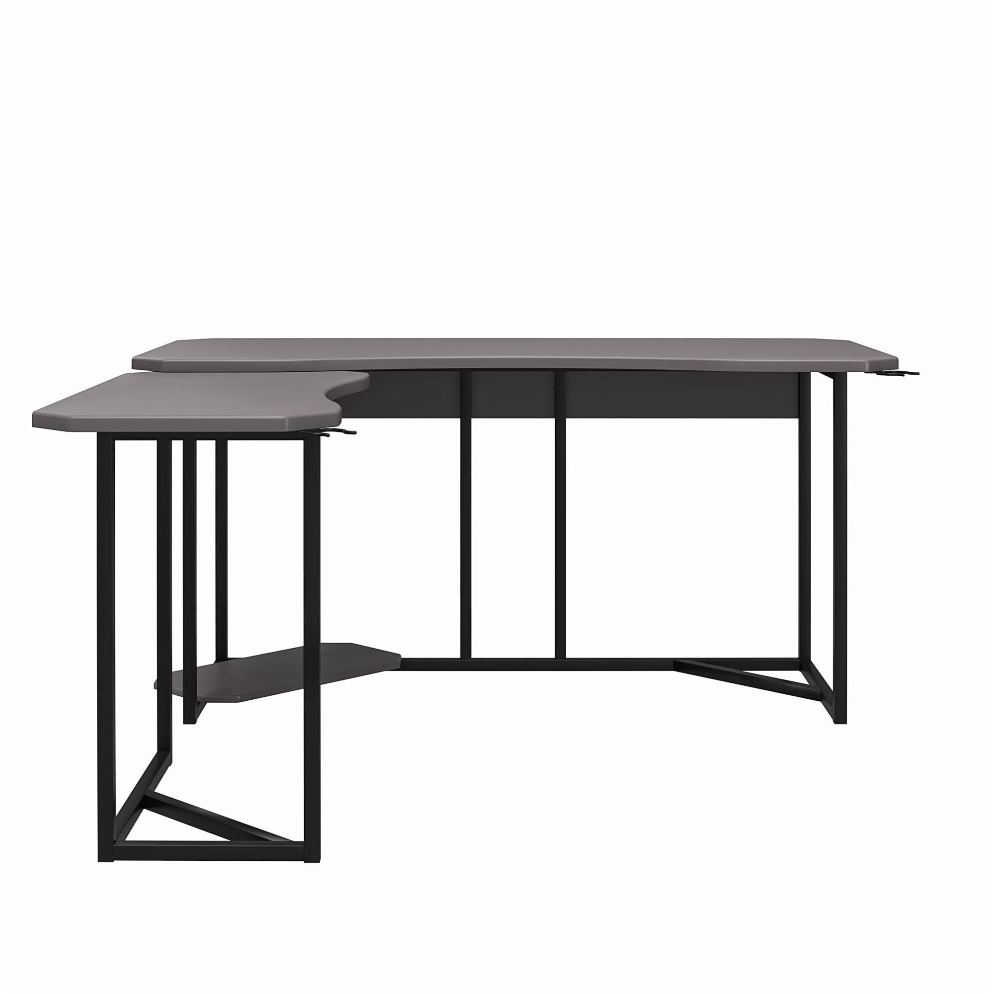Ntense Quest Reversible L-Shape Gaming Desk with XL CPU Stand in Gray