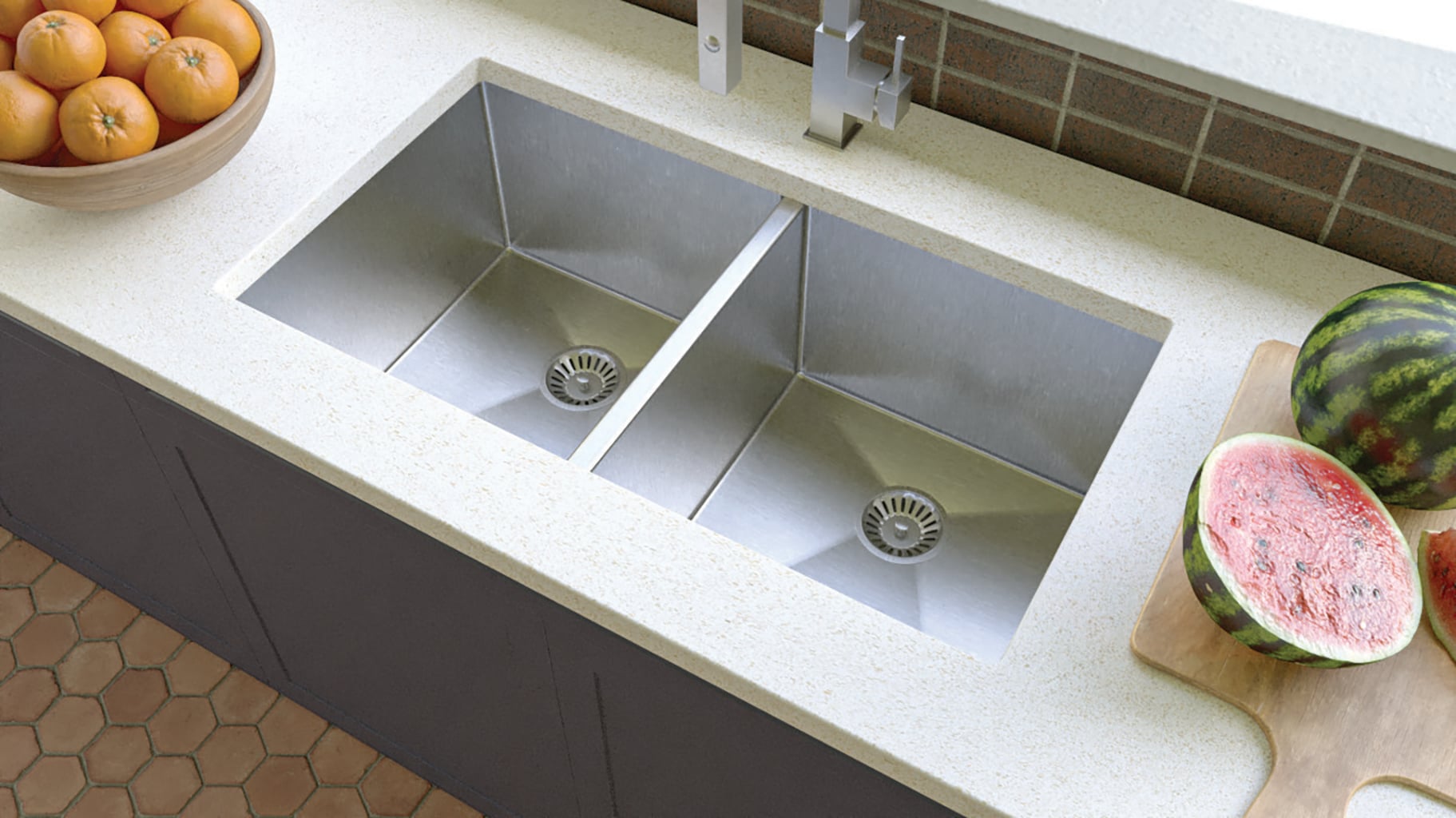 Valley Bath and Kitchen AGNES23218DB Undermount 32 x 18 Stainless steel Double equal bowl 18 -Gauge Kitchen Sink